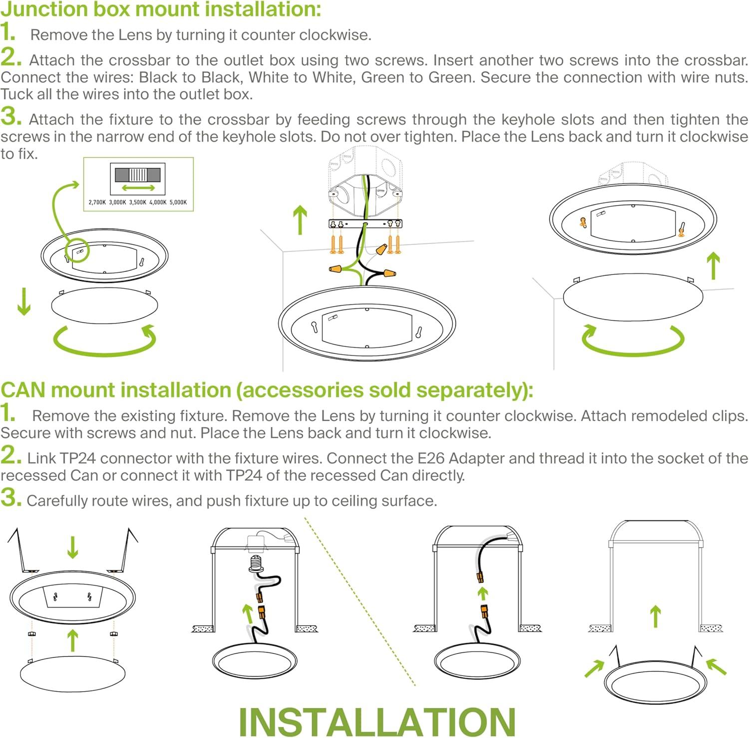 ASD LED Disk Lights 6 Inch | 5000K Daylight, 15W 1300LM | Low Profile Dimmable Flush Mount Ceiling Light, Surface Mount Lighting Fixture for Kitchen, Bedroom, Bathroom | ETL Energy Star - 12 Pack