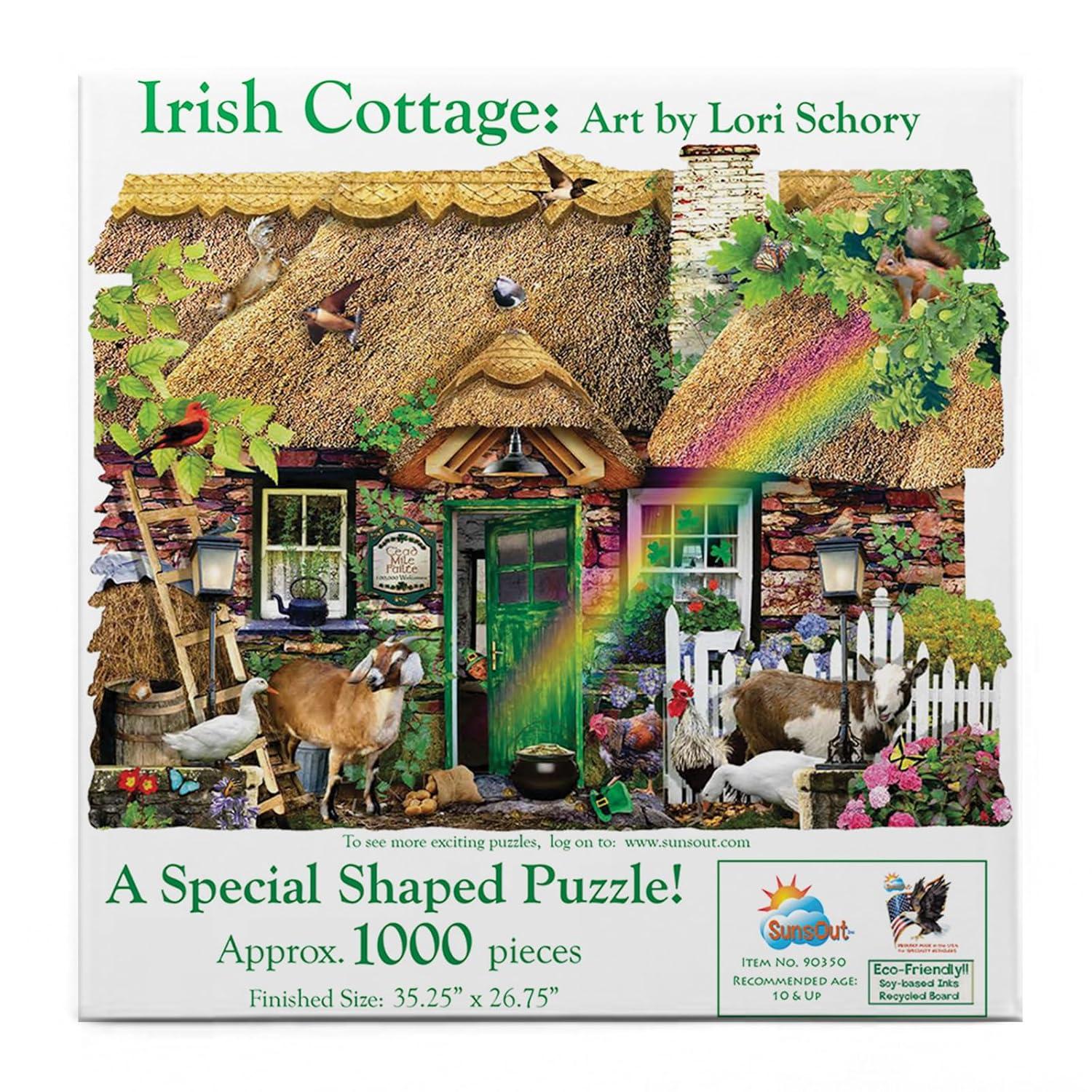 Sunsout Irish Cottage 1000 pc Special Shape Jigsaw Puzzle 90350