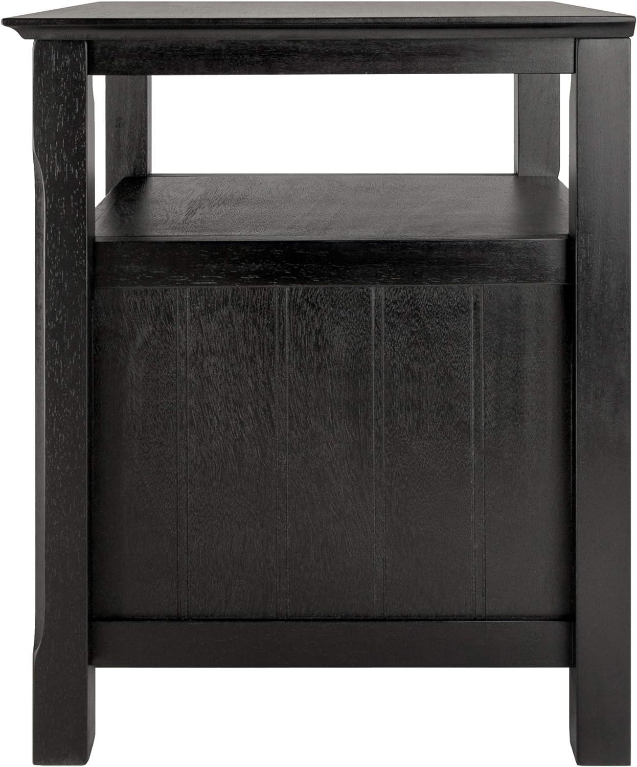 Transitional Black Solid Wood 2-Drawer Night Stand