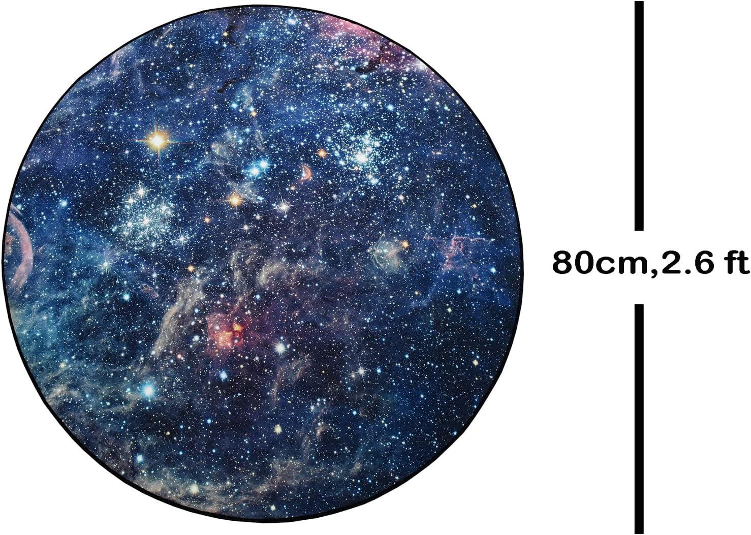 Galaxy Round Rugs, Universe Space Nebula Stars Starry Carpet Large Floor Mat for Living Room, Bedroom (Galaxy, 2.6 ft Diameter)