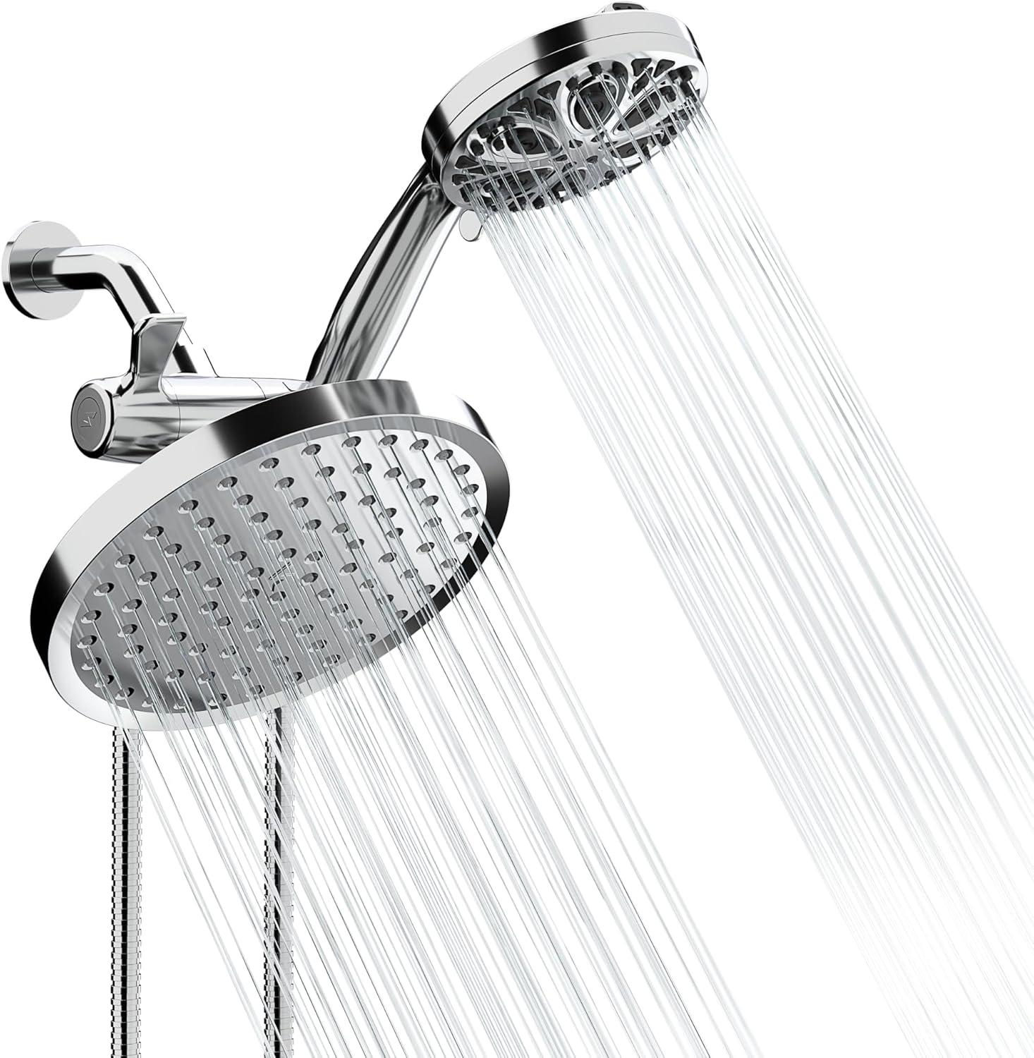 Luxury Polished Chrome Dual Shower Head with Handheld Spray Combo