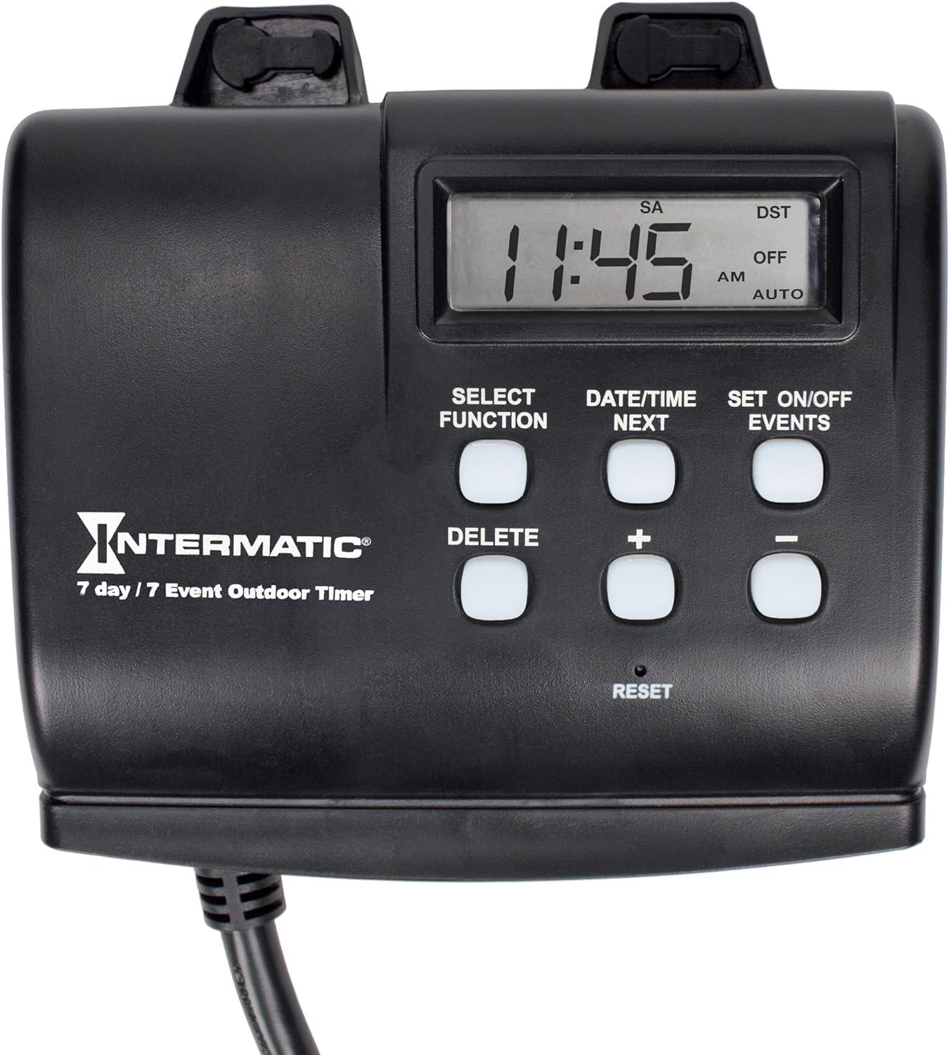 Black Digital 7-Day Programmable Outdoor Timer