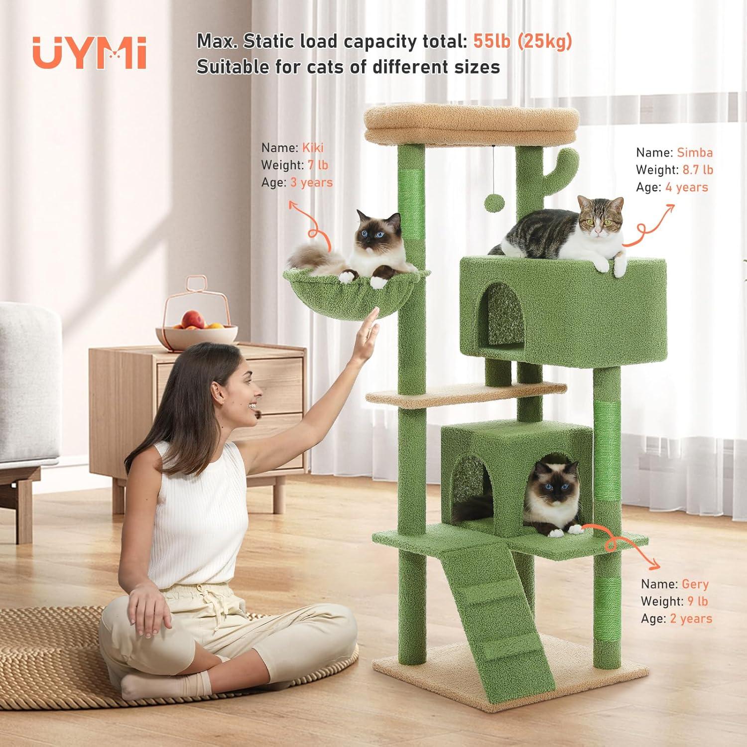 71" Indoor Tall Large Cat Tree Multi-Level Cat House With 2 Big Condo Pad Bed, Cozy Hammock And Scratching Posts