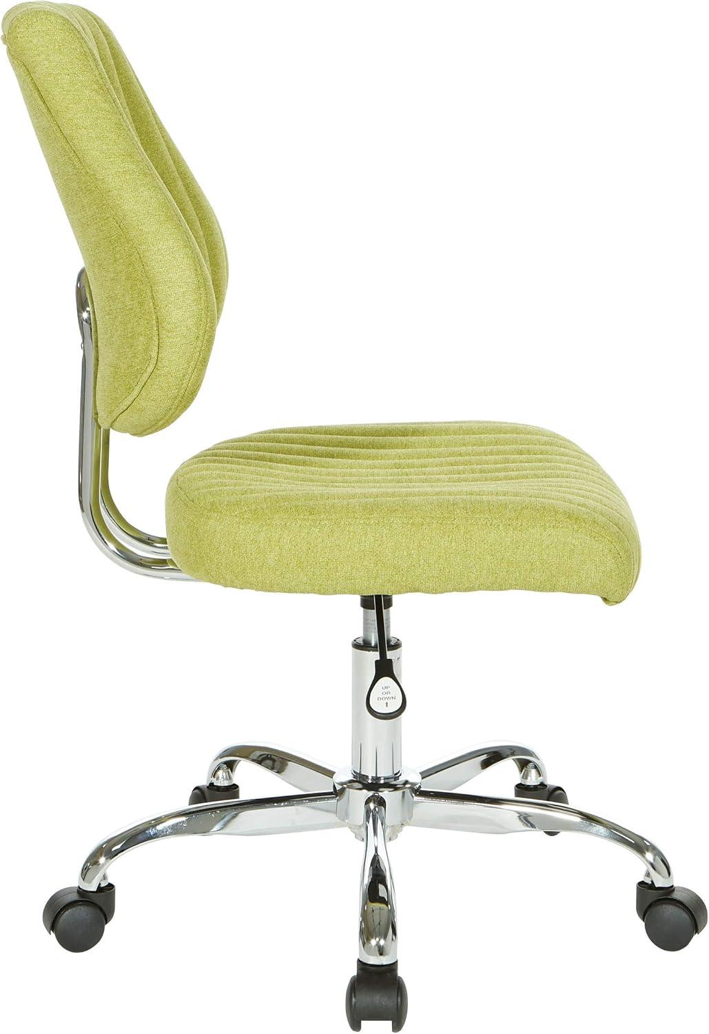 Sunnydale Office Chair in Basil Green Fabric with Chrome Base