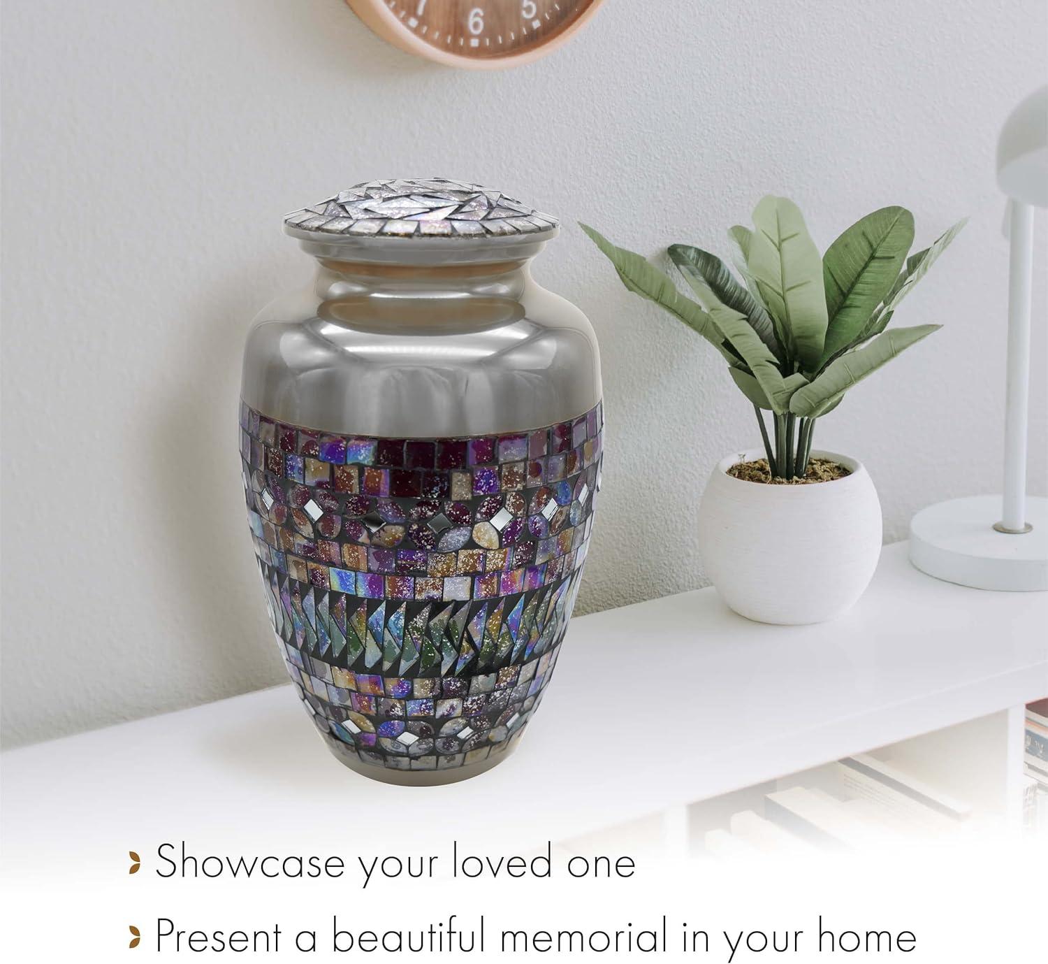 Cracked Glass Mosaic - Cremation Urns for Human Ashes Adult Urns for Cremation Ashes Urns for Adult Cremation Ashes Urns for Ashes Cremation Urns for Human Ashes Adult 200 Cubic Inches Large