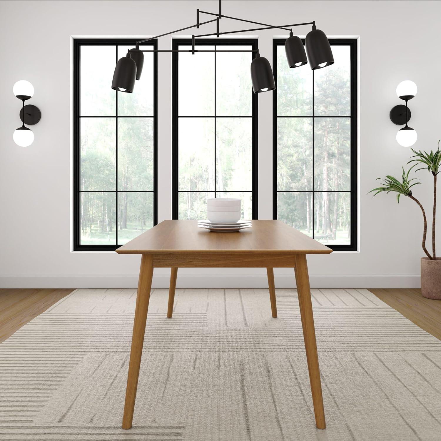 Plank+Beam 72" Mid Century Modern Dining Table, Solid Wood Kitchen & Dining Room Table for 6, Pecan
