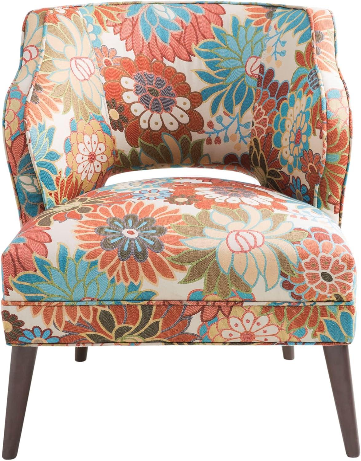 Maren Open Back Accent Chair Peach: Madison Park, Upholstered, Botanical Pattern, Living Room Furniture