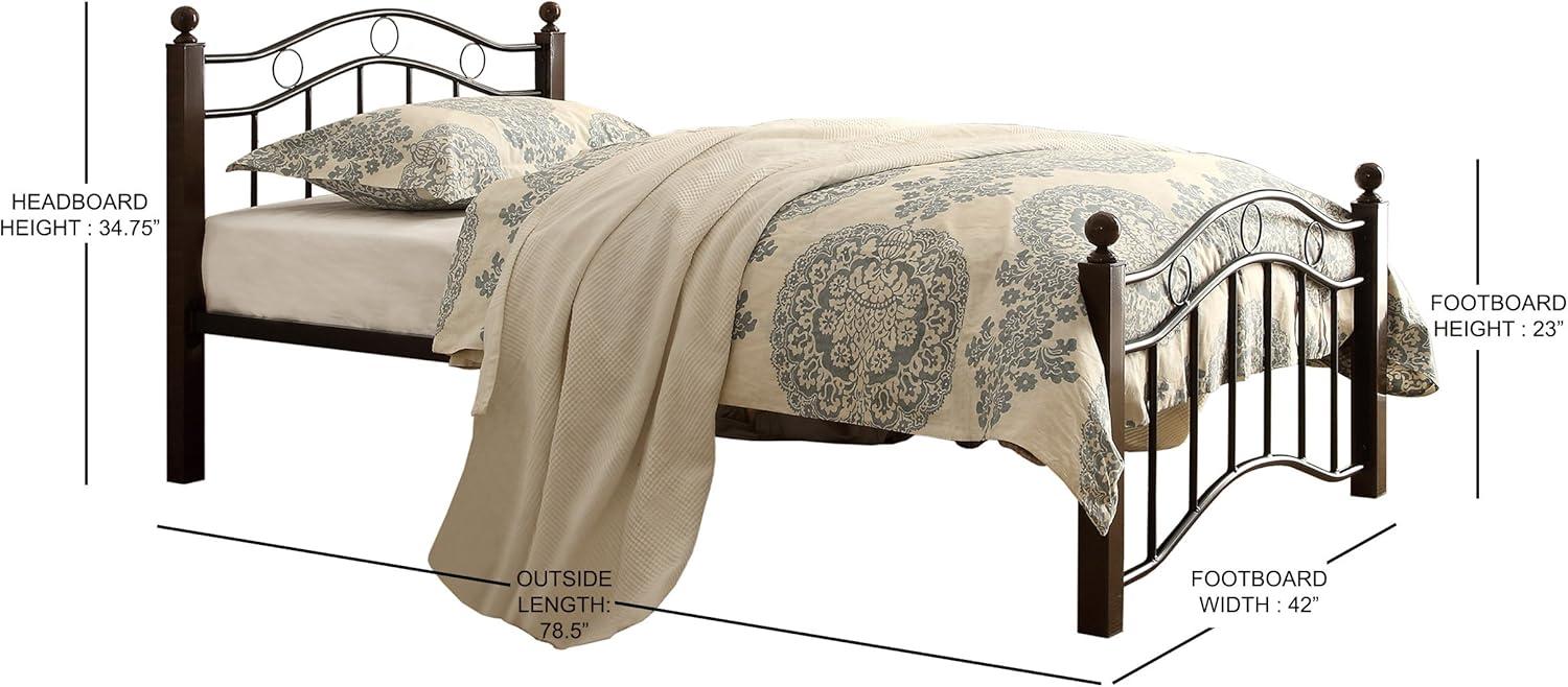 Homelegance Averny Twin Size Home Metal Platform Bed Frame with Headboard, Black