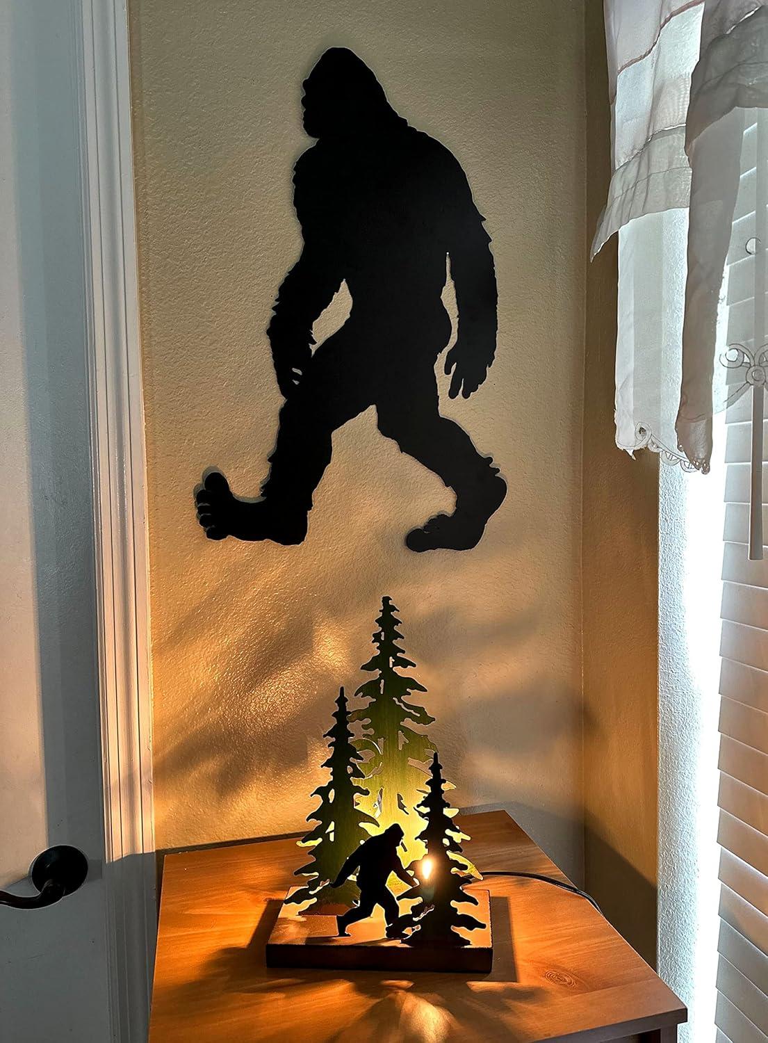Millwood Pines Rustic Metal Rude Bigfoot In Forest Accent Lamp Decorative Sasquatch Home Decor
