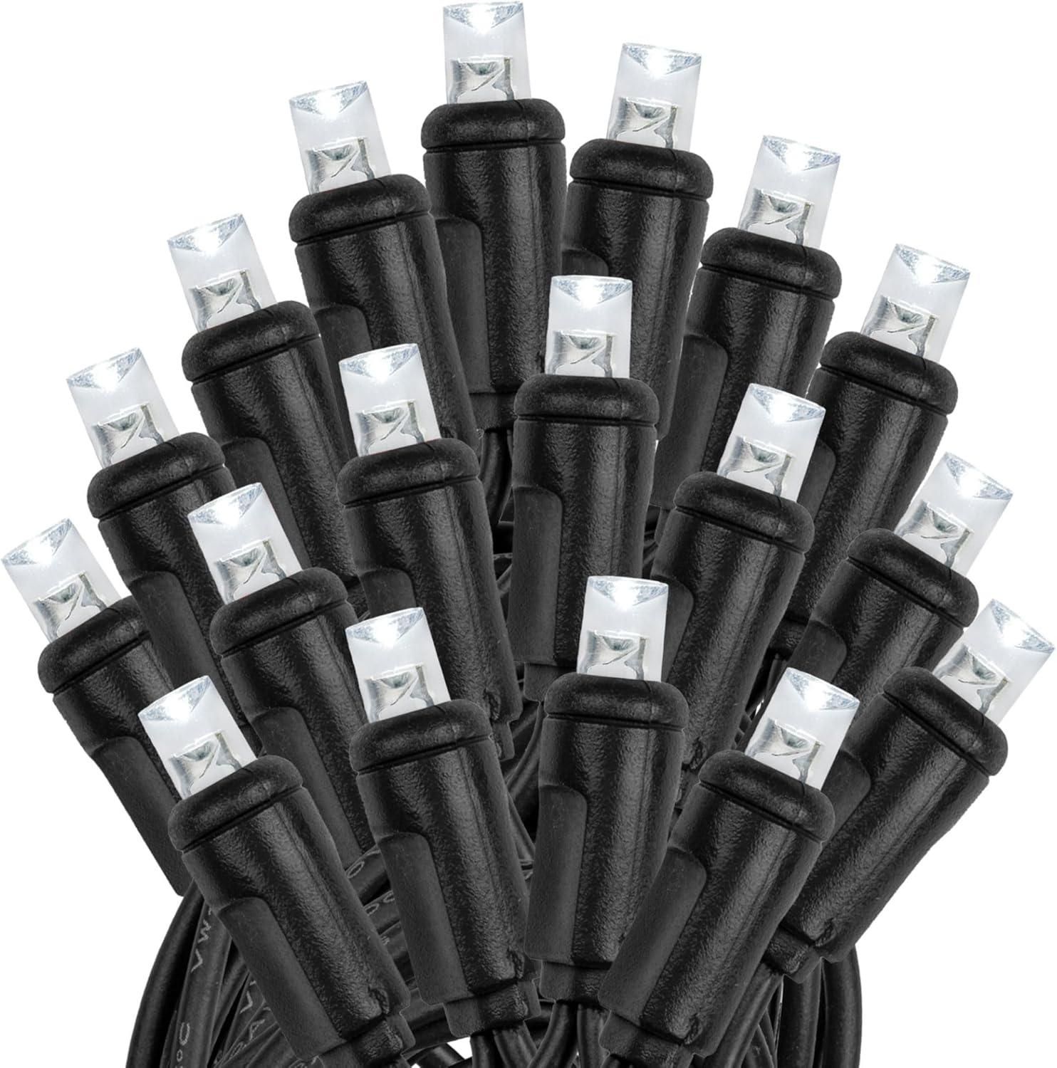 Novelty Lights 50 Light Pure White LED Christmas Mini Light Set (Black Wire, 11 Feet)