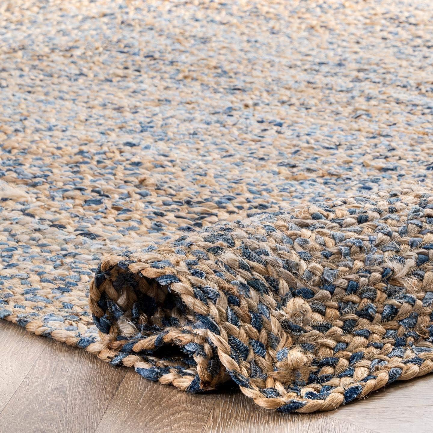 nuLOOM Eliz Braided Denim and Jute Area Rug