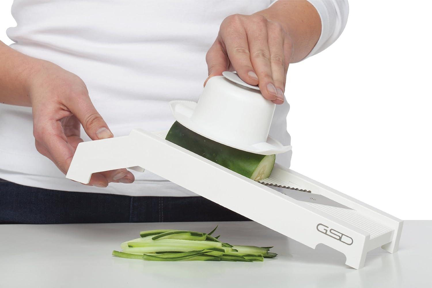 White Plastic Mandoline Slicer with Stainless Steel Blades