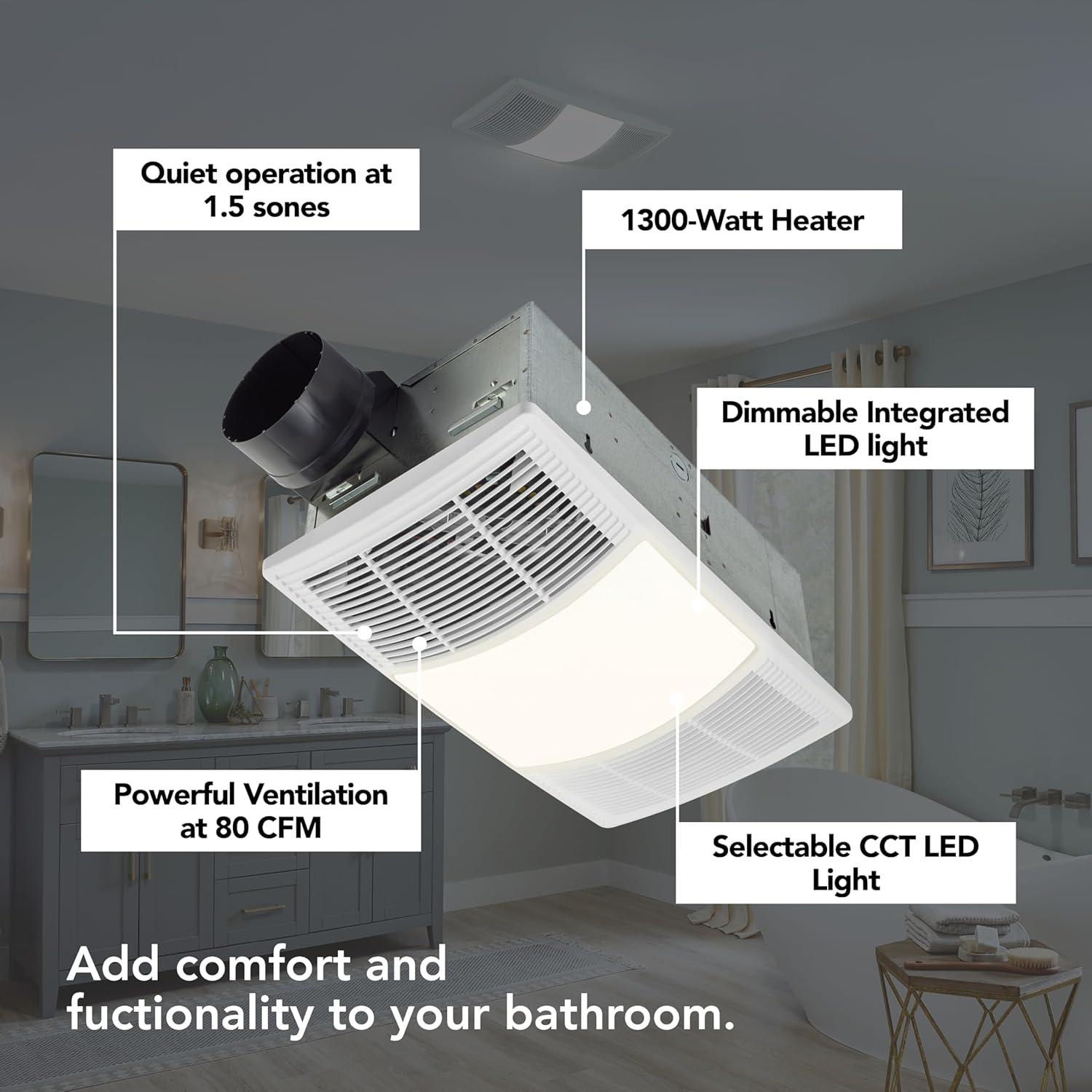 Broan NuTone BHFLED80 80 CFM Bathroom Fan