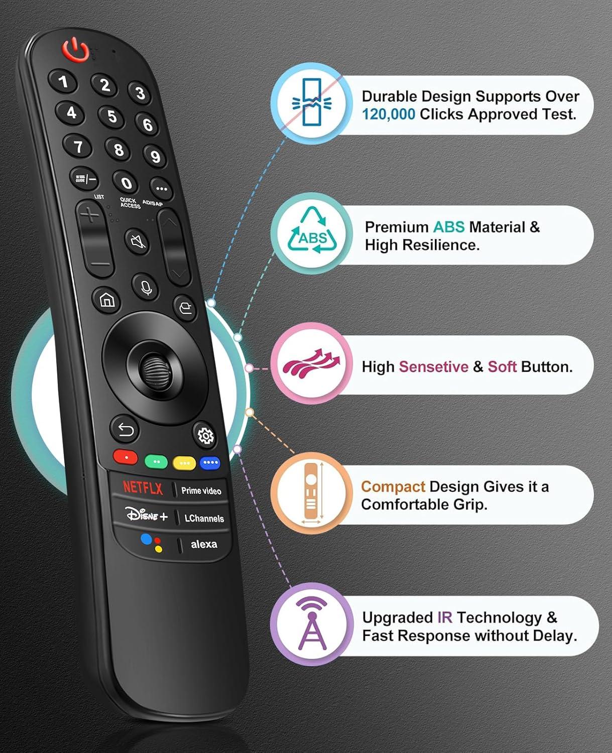 Black Voice Remote Control for LG Smart TV with Pointer and Voice Function