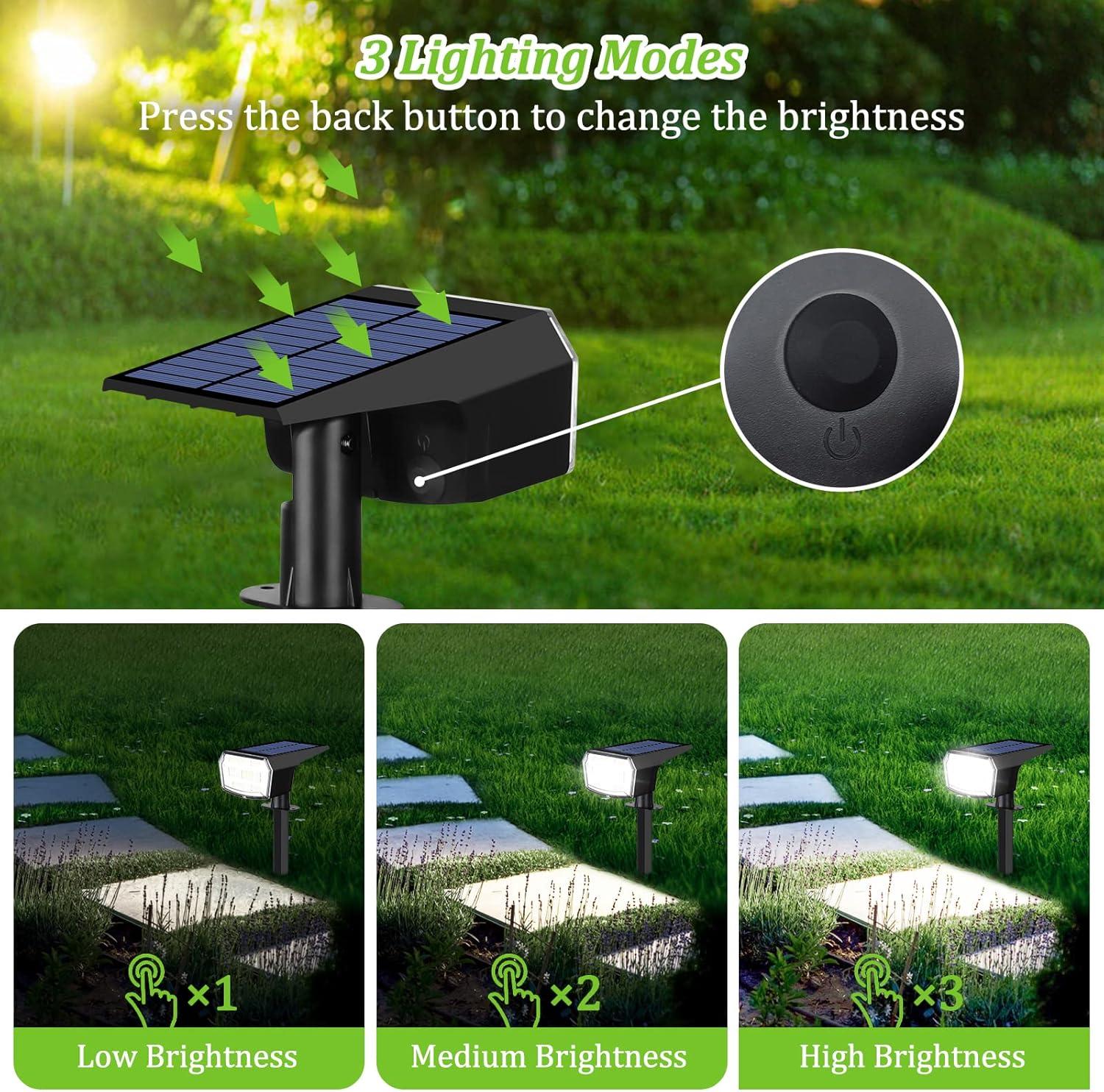 Nordic Hygge 6-Pack Solar Spot Lights Outdoor, 59 LED Solar Lights Outdoor Waterproof, Outdoor Solar Lights for Yard with 3 Lighting Modes