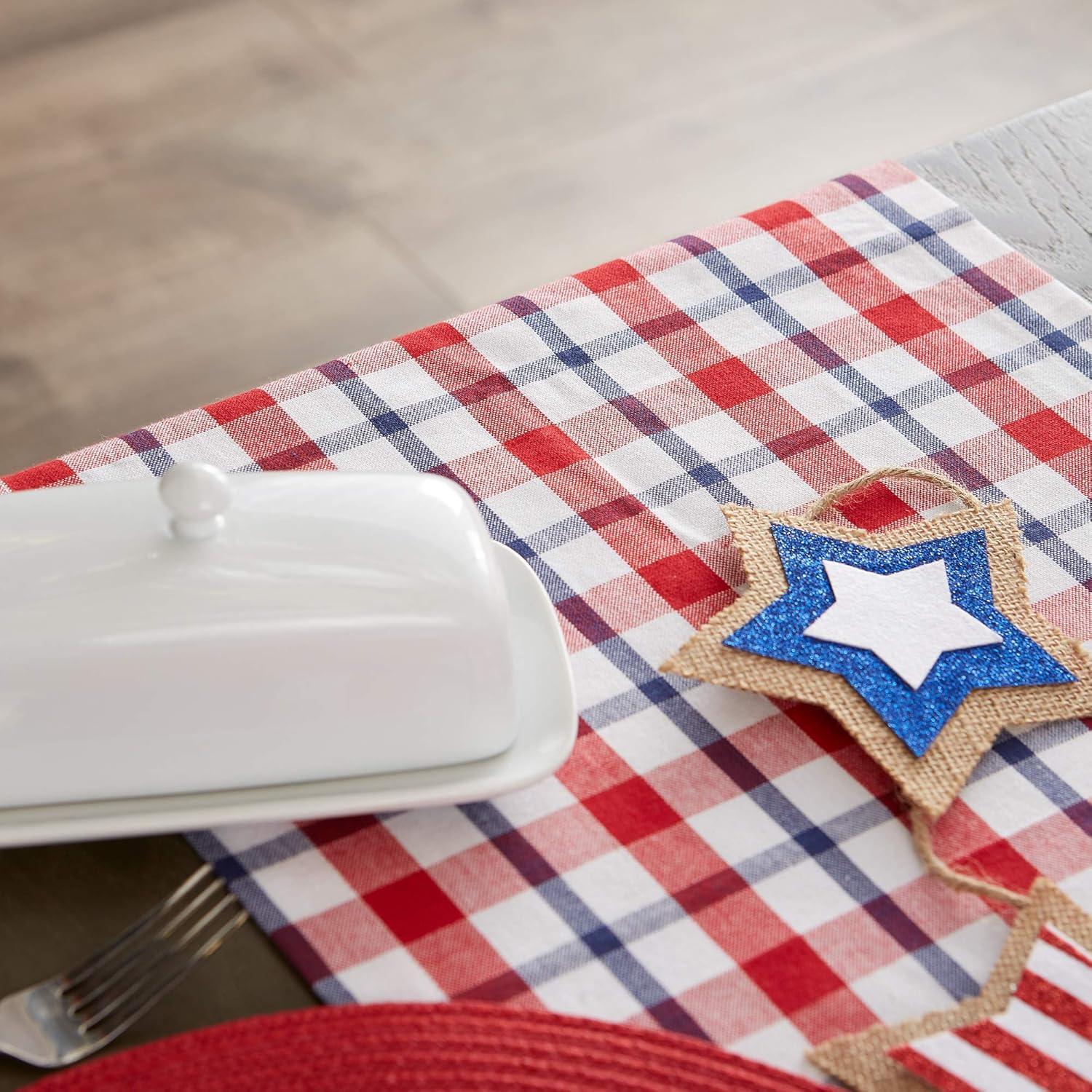 14 x 72 in. Red White and Blue Cotton Plaid Table Runner