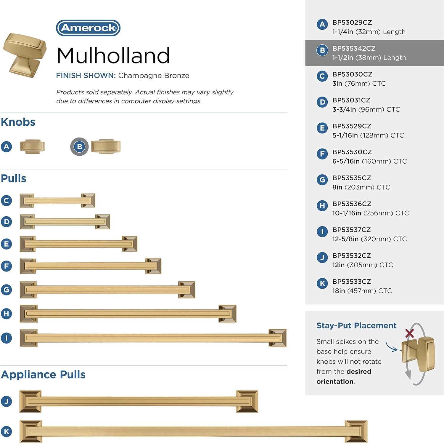 Amerock Mulholland Cabinet or Furniture Knob