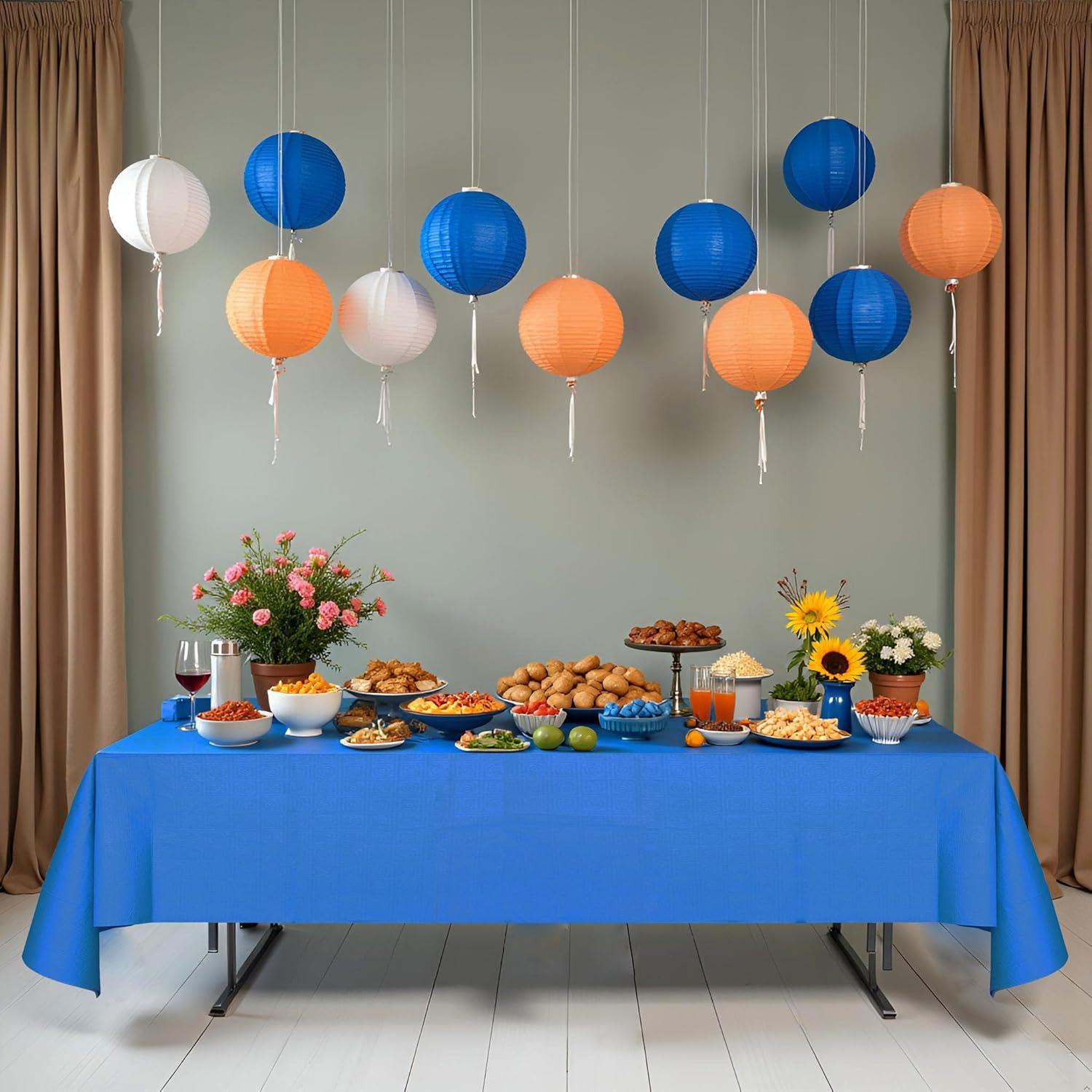 6 Pack Plastic Royal Blue Tablecloth for Parties, Rectangular Table Decorations, 54 x 108 Inches, Disposable Table Cover for Birthday, Graduation Party Supplies
