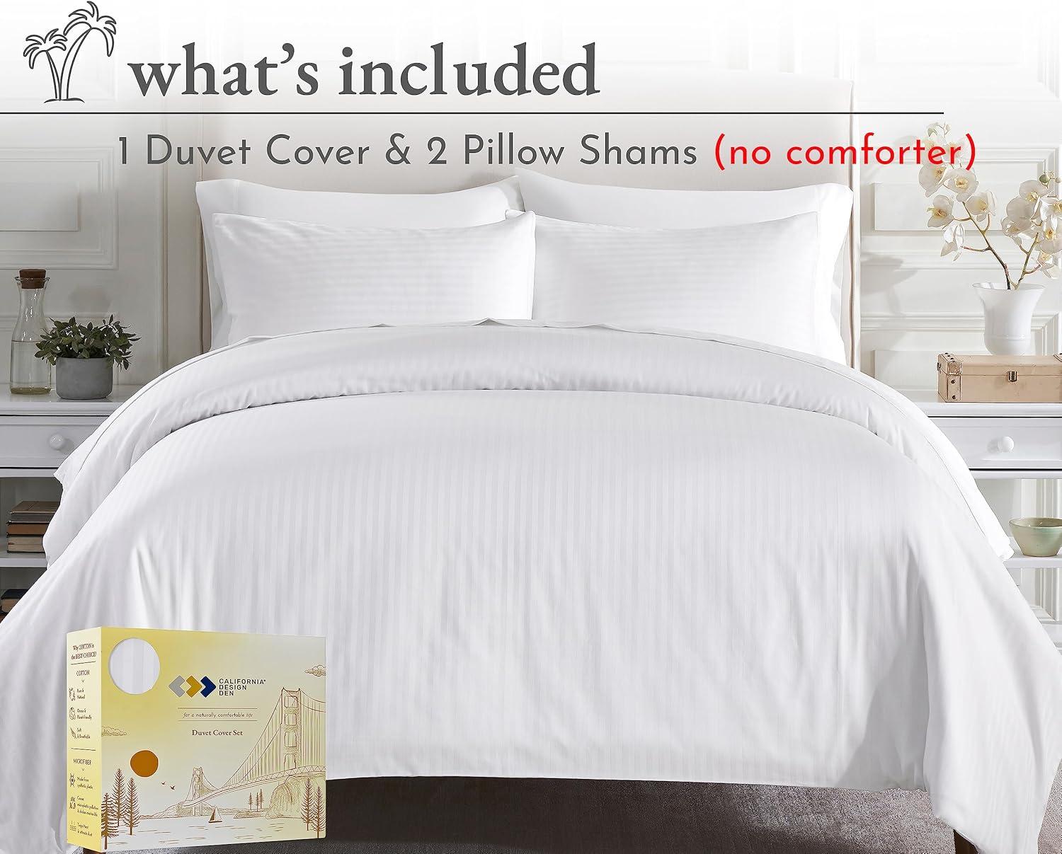 Duvet Cover Set 400 Thread Count 100% Cotton Sateen - Button Closure, Corner Ties by California Design Den