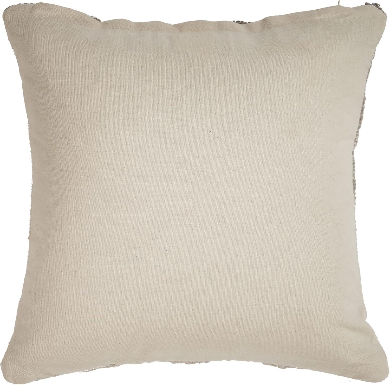 Ox Bay 18" x 18" Hand-Woven Cream/ Tan Geometric Organic Cotton Pillow Cover