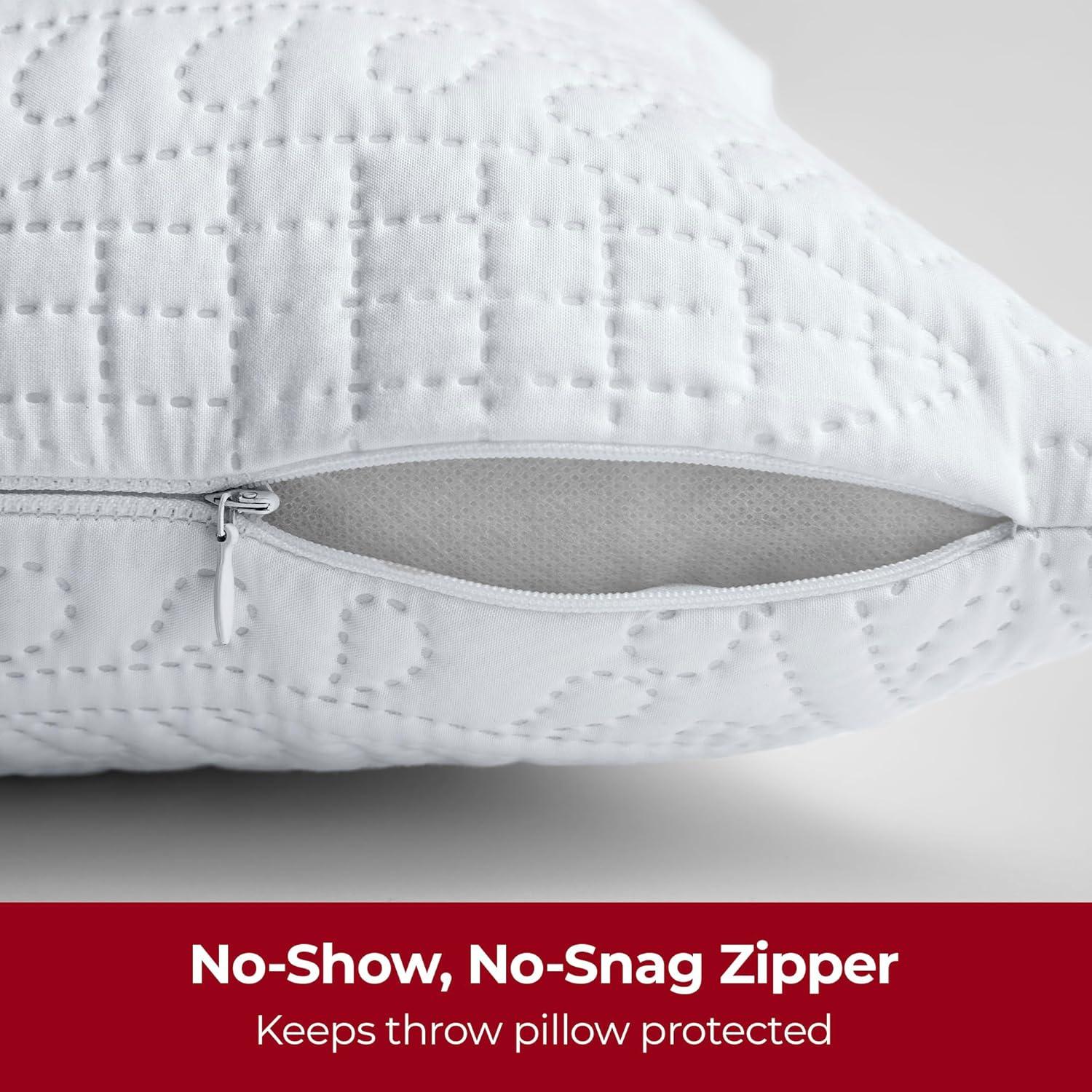 Mellanni Decorative Throw Pillow Covers with Pinsonic Quilt Stitching, 16x16, White, 2 Count