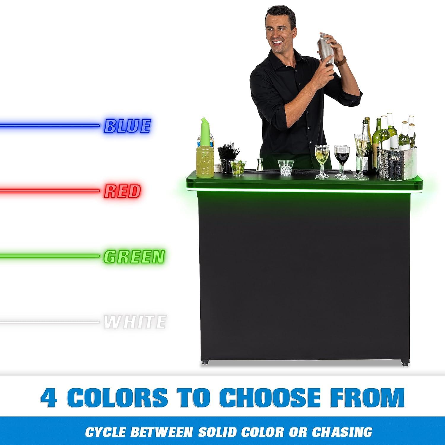 GoPong GoBar PRO LED Commercial Grade Portable Bar Table with Multi-Color Lights - 47.5 x 19 x 38 IN