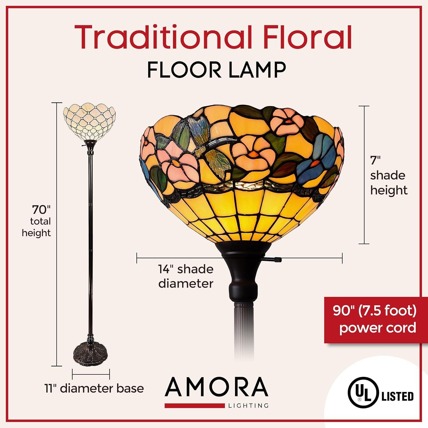 Amora Lighting White Color Torchiere Floor Lamp 72" Tall