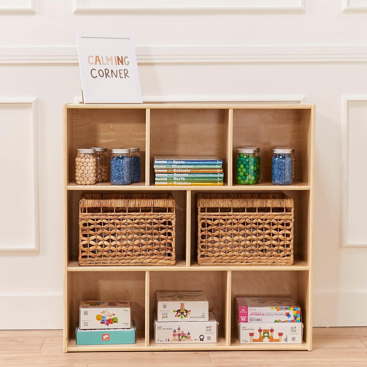 ECR4Kids Streamline 8-Compartment Storage Cabinet, 36in, Natural