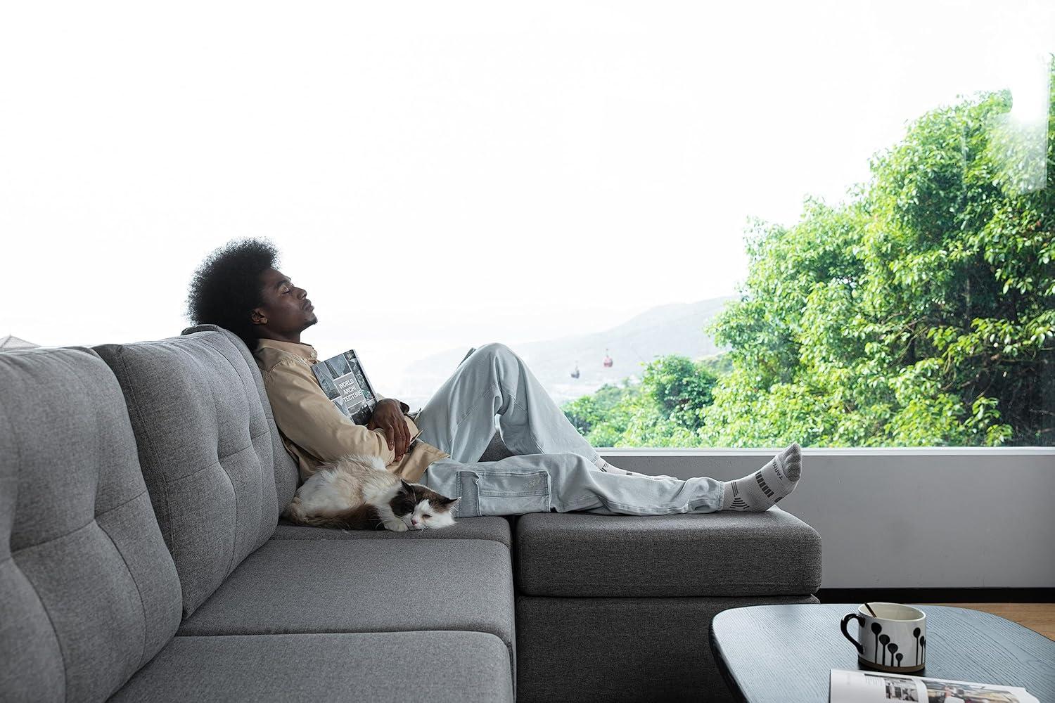 LINSY HOME Oversized Modular Cloud Sectional Sofa, RUBIK III 7 Seat Storage Couches and Sofas, Sectional Couches for Living Room with Reversible Chaises, Light Gray