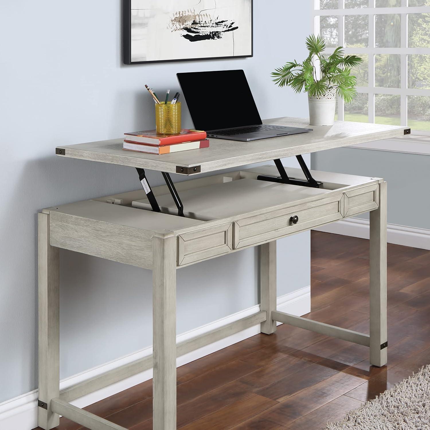 Champagne Oak Adjustable Height Standing Desk with Drawer