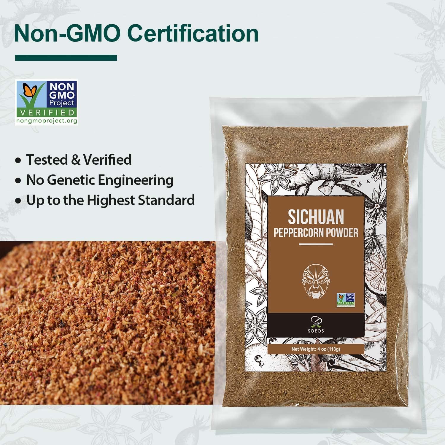 Soeos Sichuan Peppercorn Powders, Szechuan Peppercorn Powders, Crushed Green Sichuan Peppercorns Powder, Ground Pepper Powders, 4 oz.