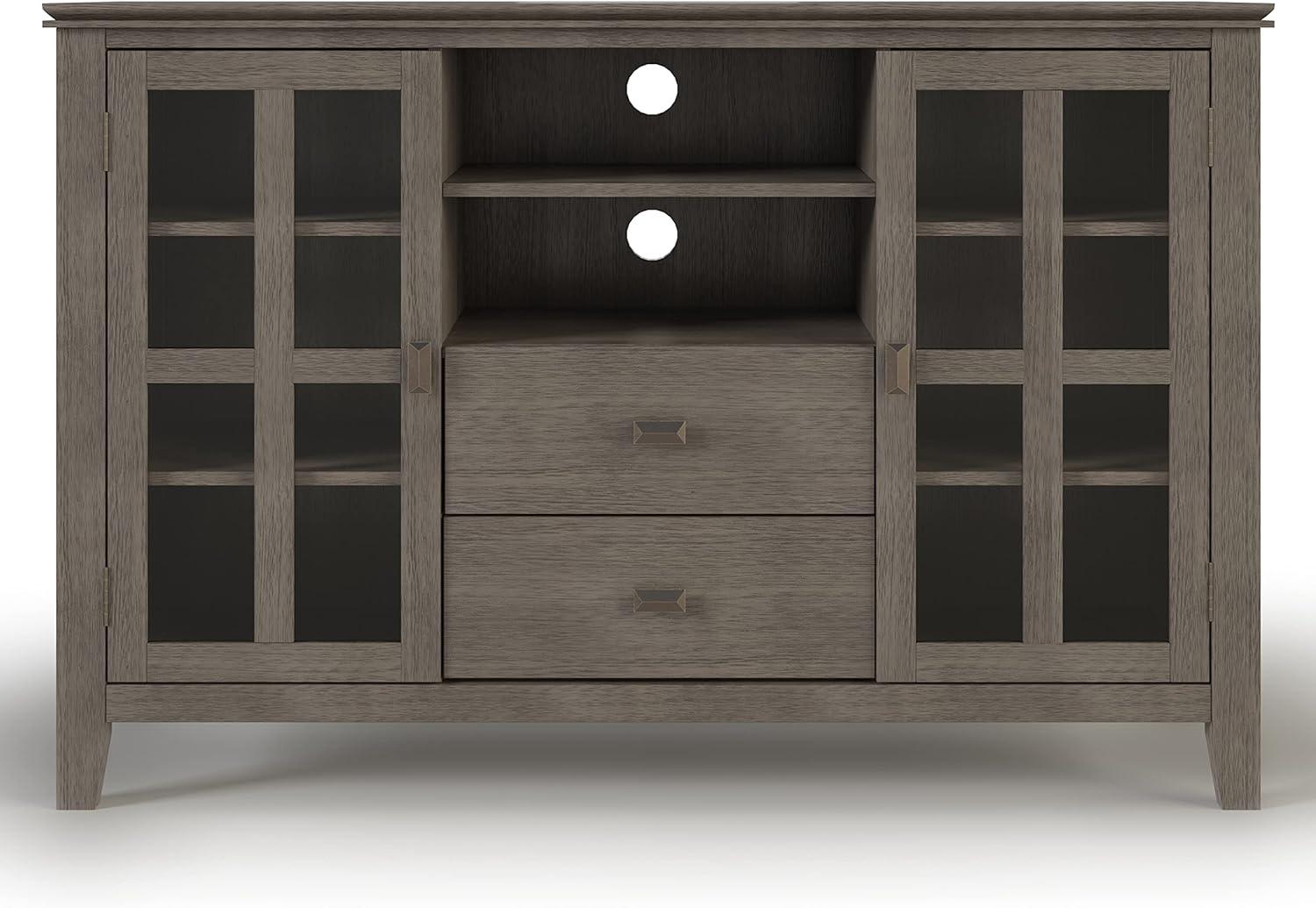 Simpli Home Artisan 53"W Solid Wood Contemporary Tall TV Stand for TVs up to 60" with Adjustable Shelves