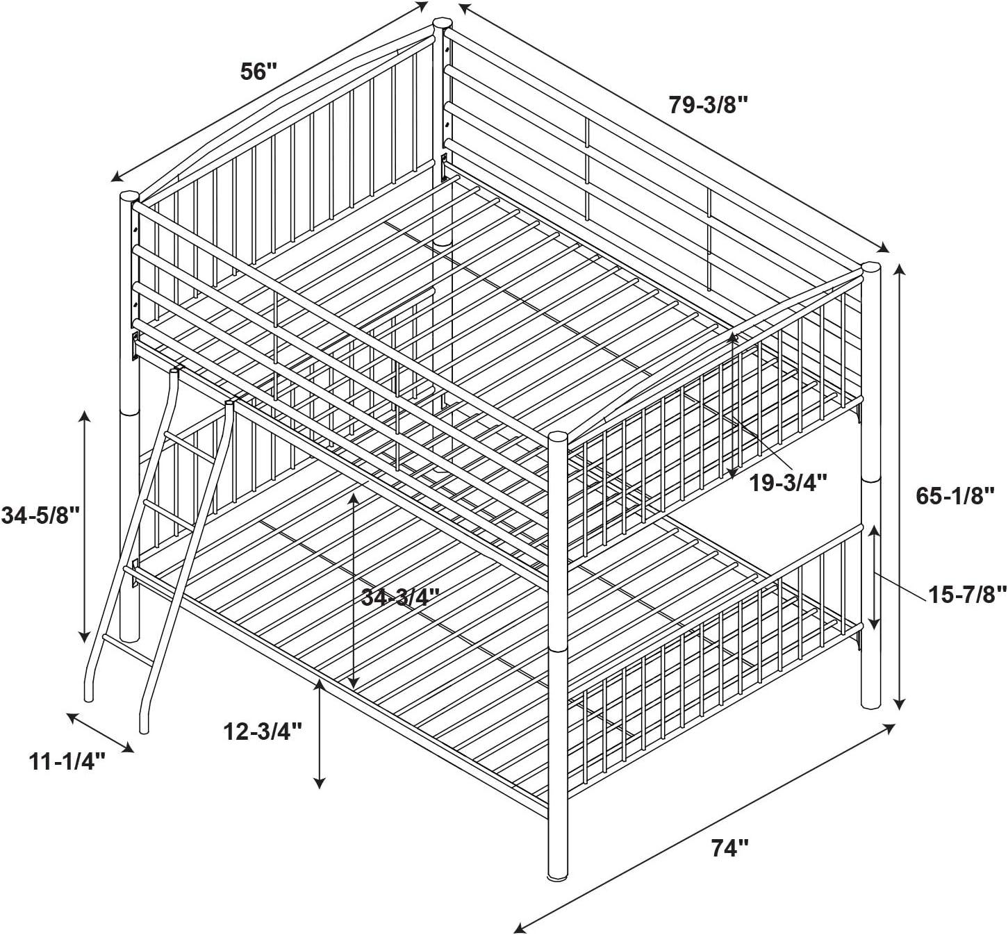 Sleek Black Metal Full Over Full Bunk Bed with Easy-Access Ladder