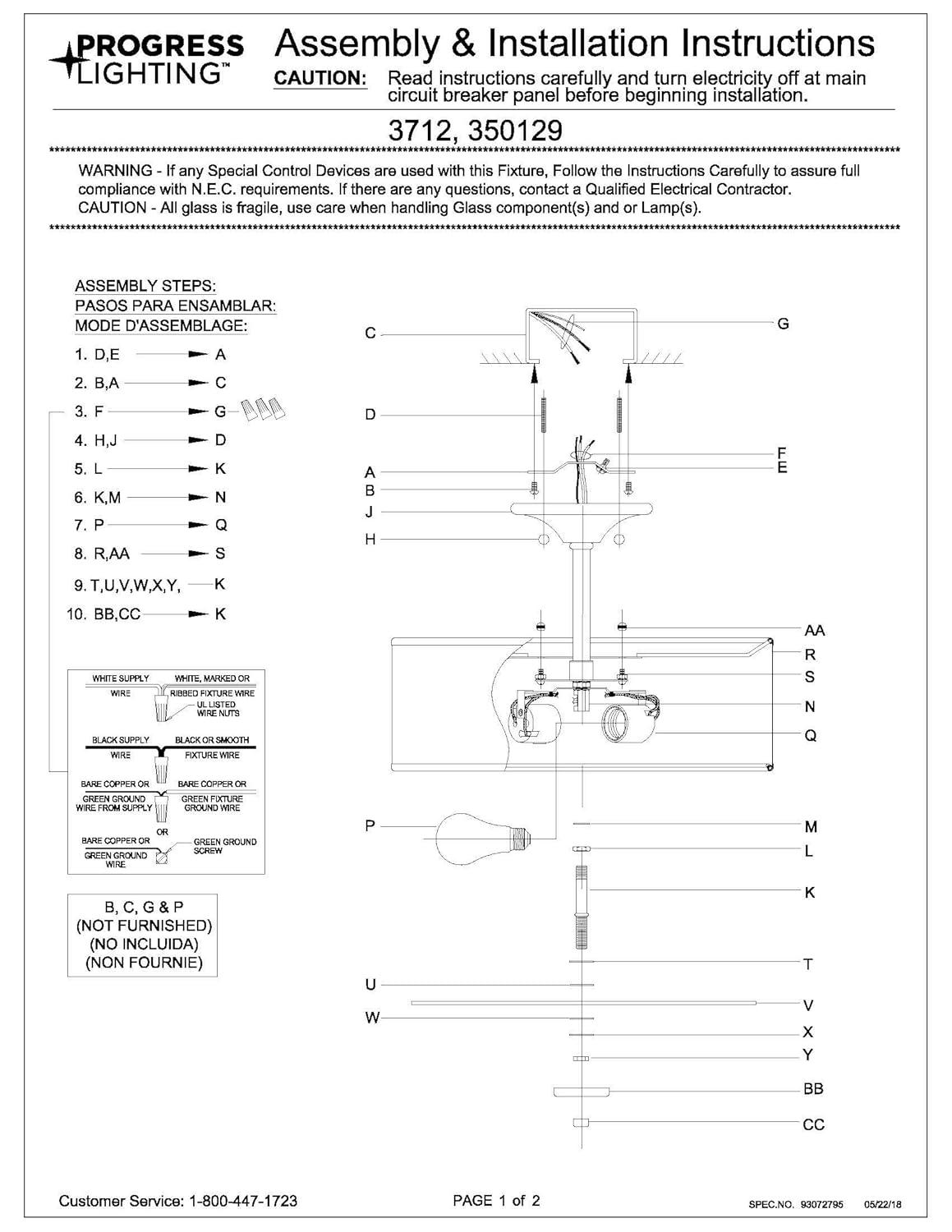 Progress Lighting, Inspire Collection, 2-Light Semi-Flush Mount, Brushed Nickel, Linen Shade