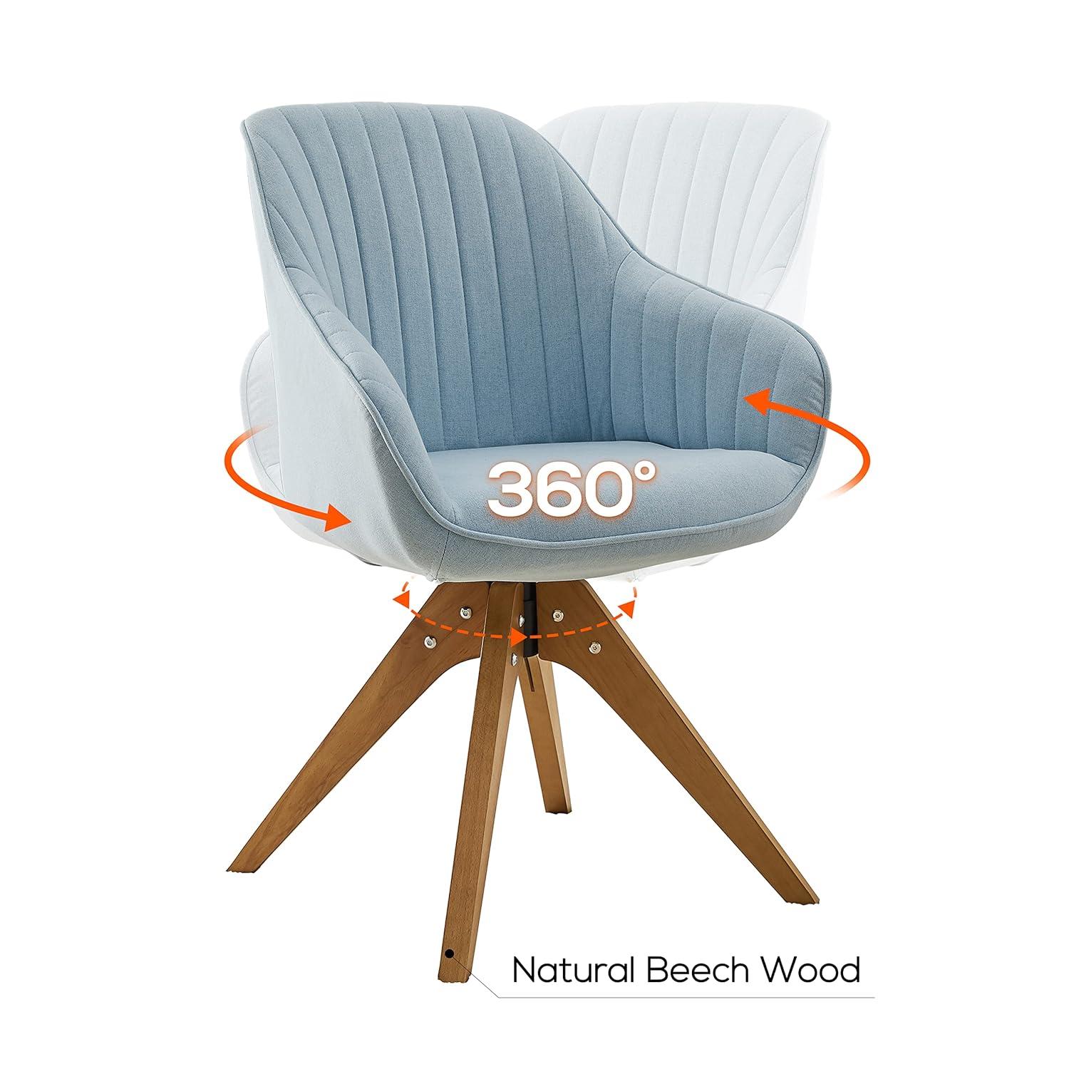 Art Leon Modern Swivel Fabric Accent Desk Chair with Beech Wood Legs, Yellow