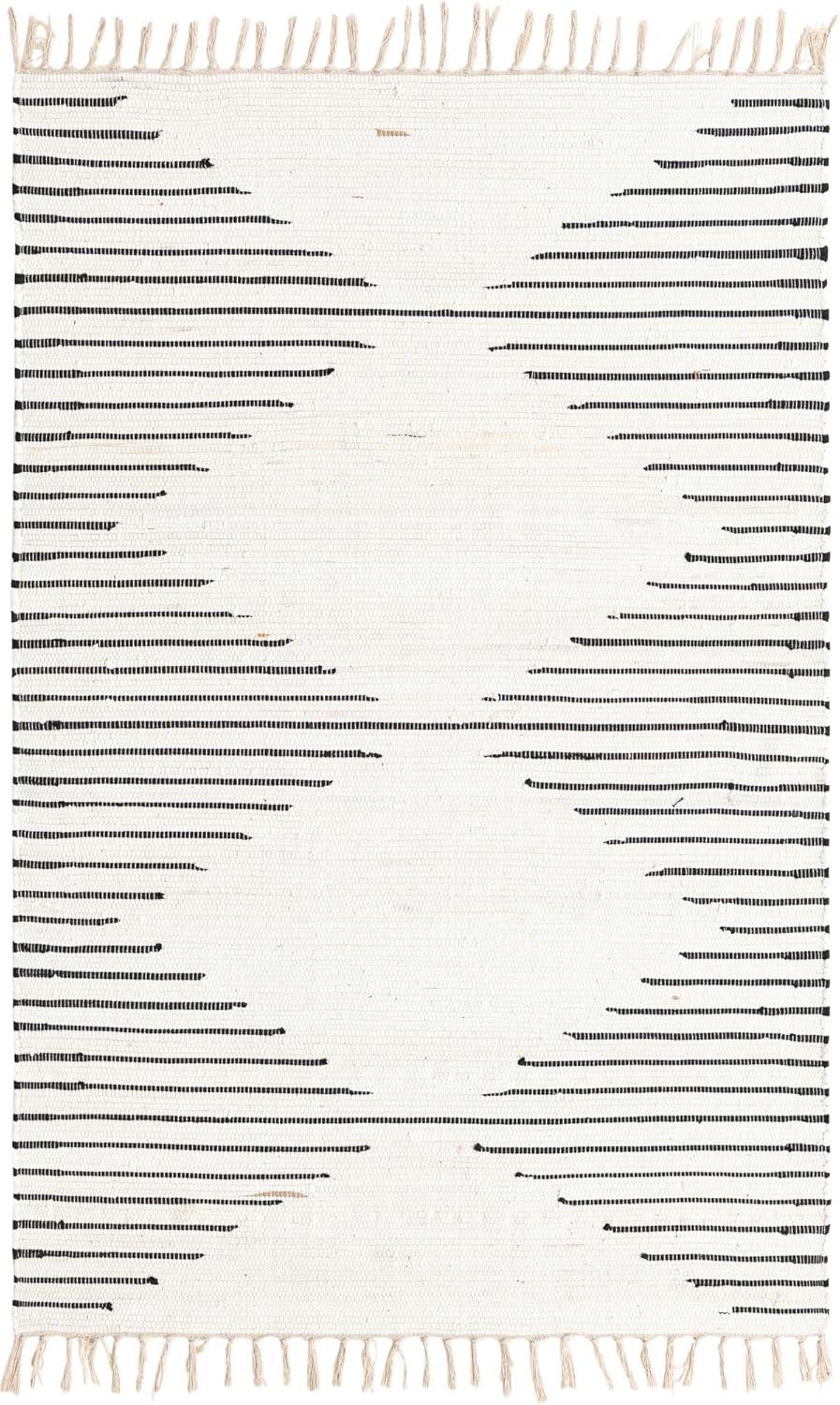 Unique Loom Briah Chindi Cotton Rug , 4' 1" x 6' 1" ,White