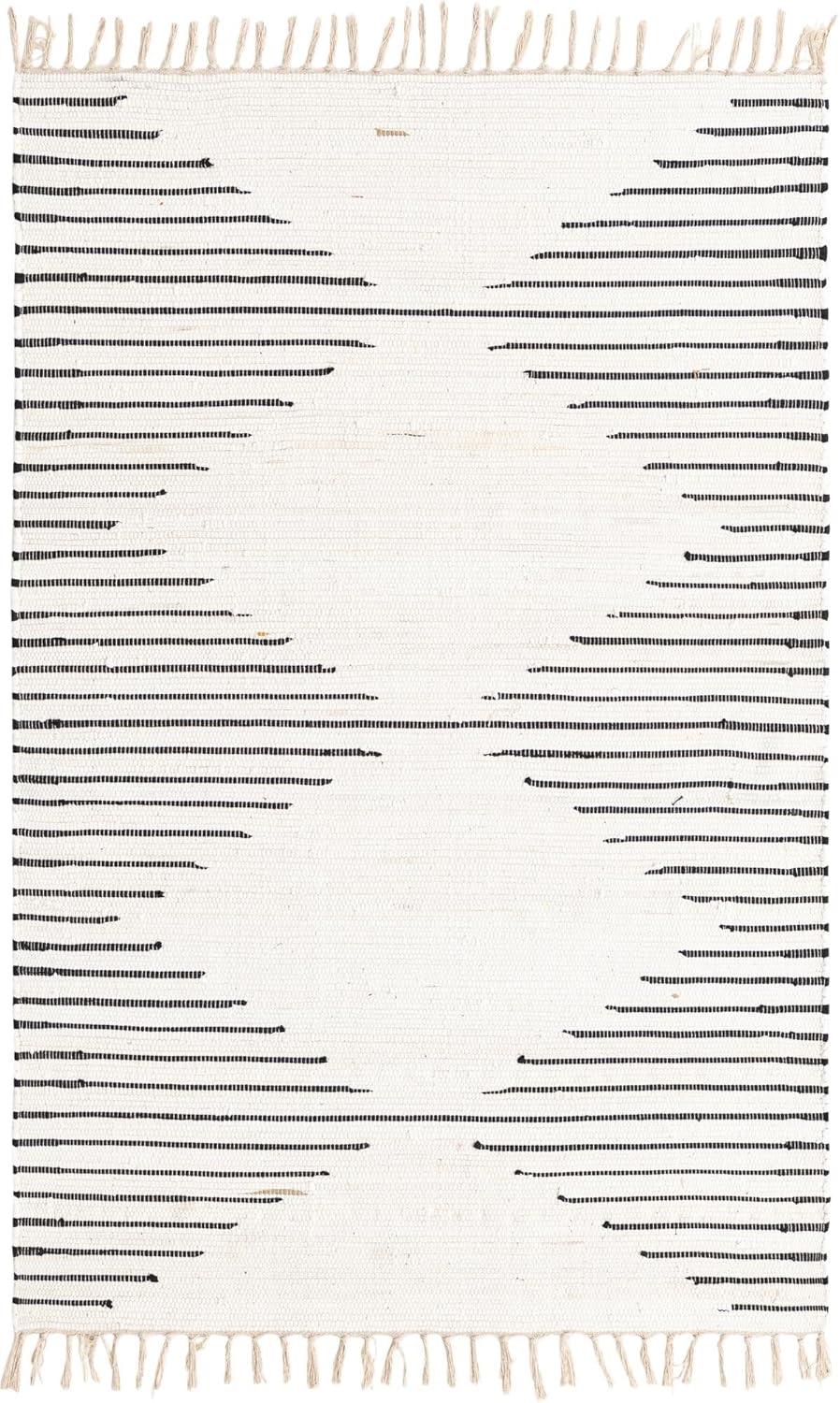 Unique Loom Chindi Cotton Collection Area Rug - Briah (4' 1" x 6' 1" Rectangle White/Black)