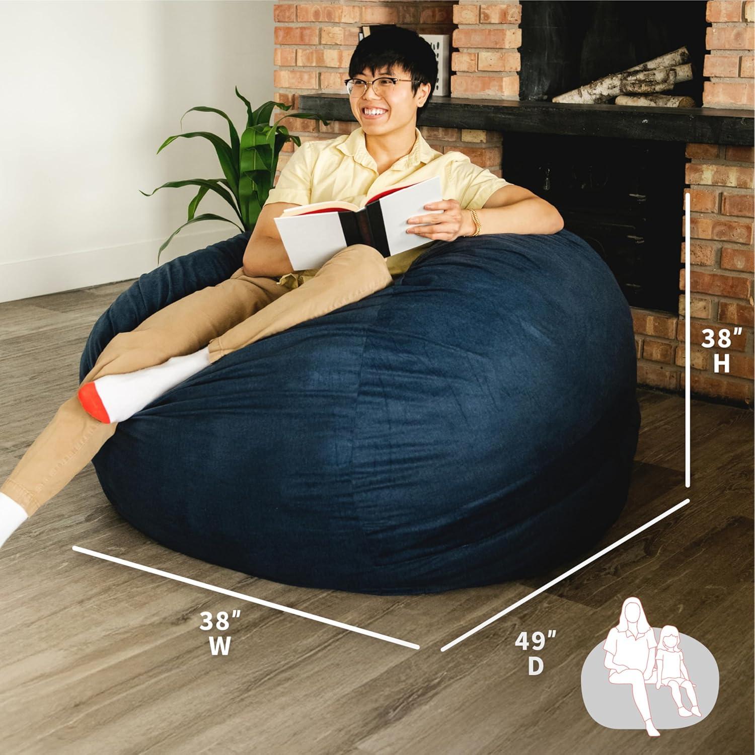 Big Joe Large 4 Foot Foam Filled Bean Bag Chair with Soft Removeable Cover
