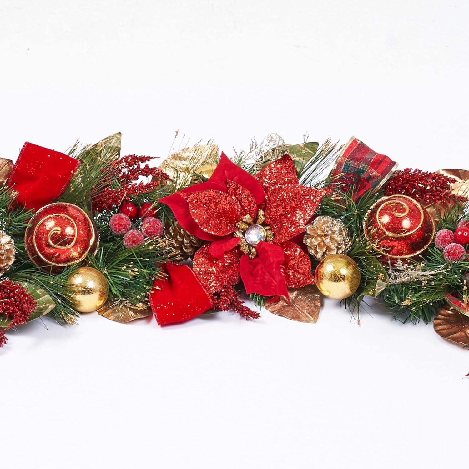 Capiz Silver White Christmas 60'' in. Faux Poinsettia Garland