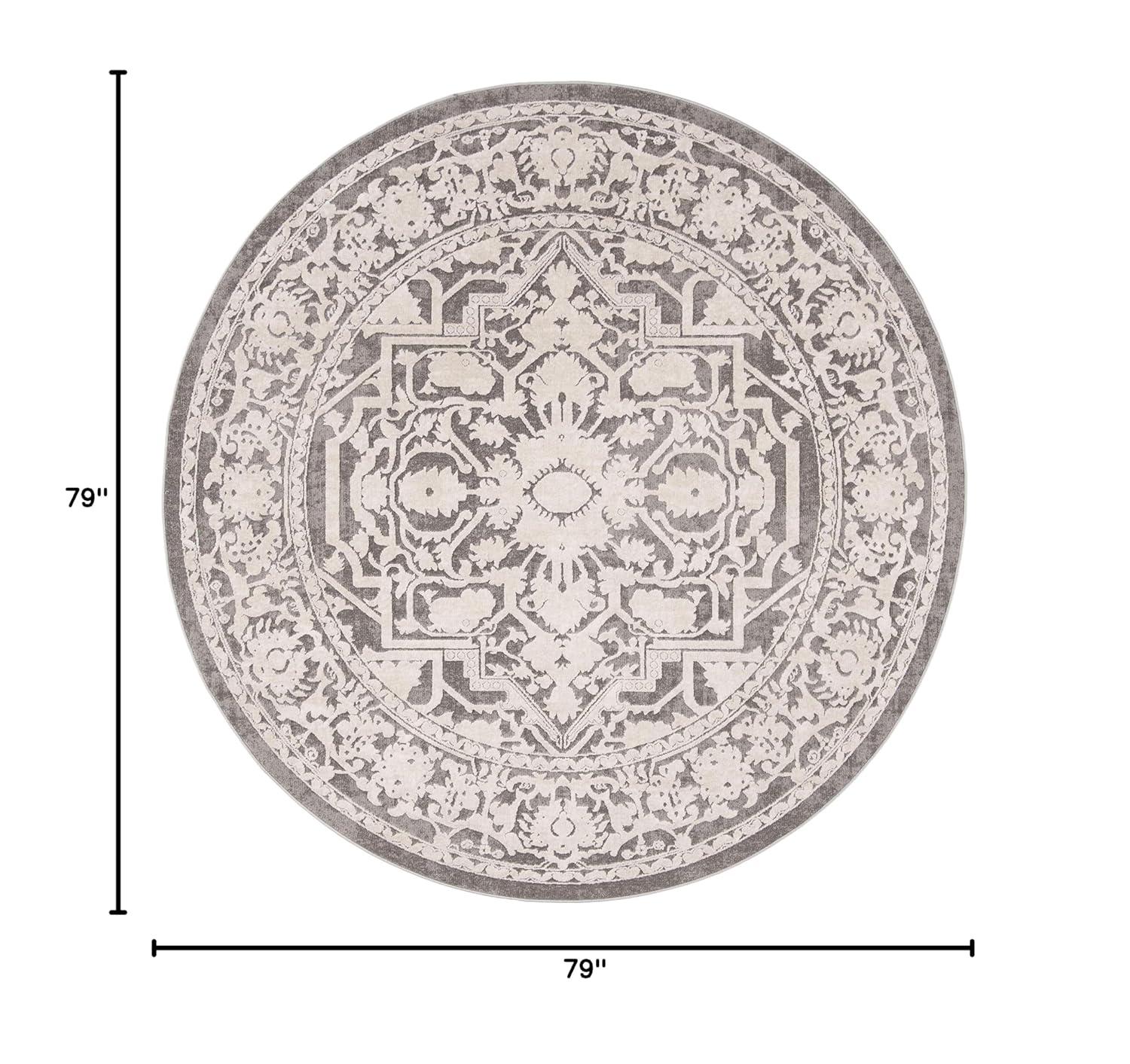 Reflection RFT665 Power Loomed Indoor Area Rug - 6'7" Round - Dark Grey/Cream - Safavieh