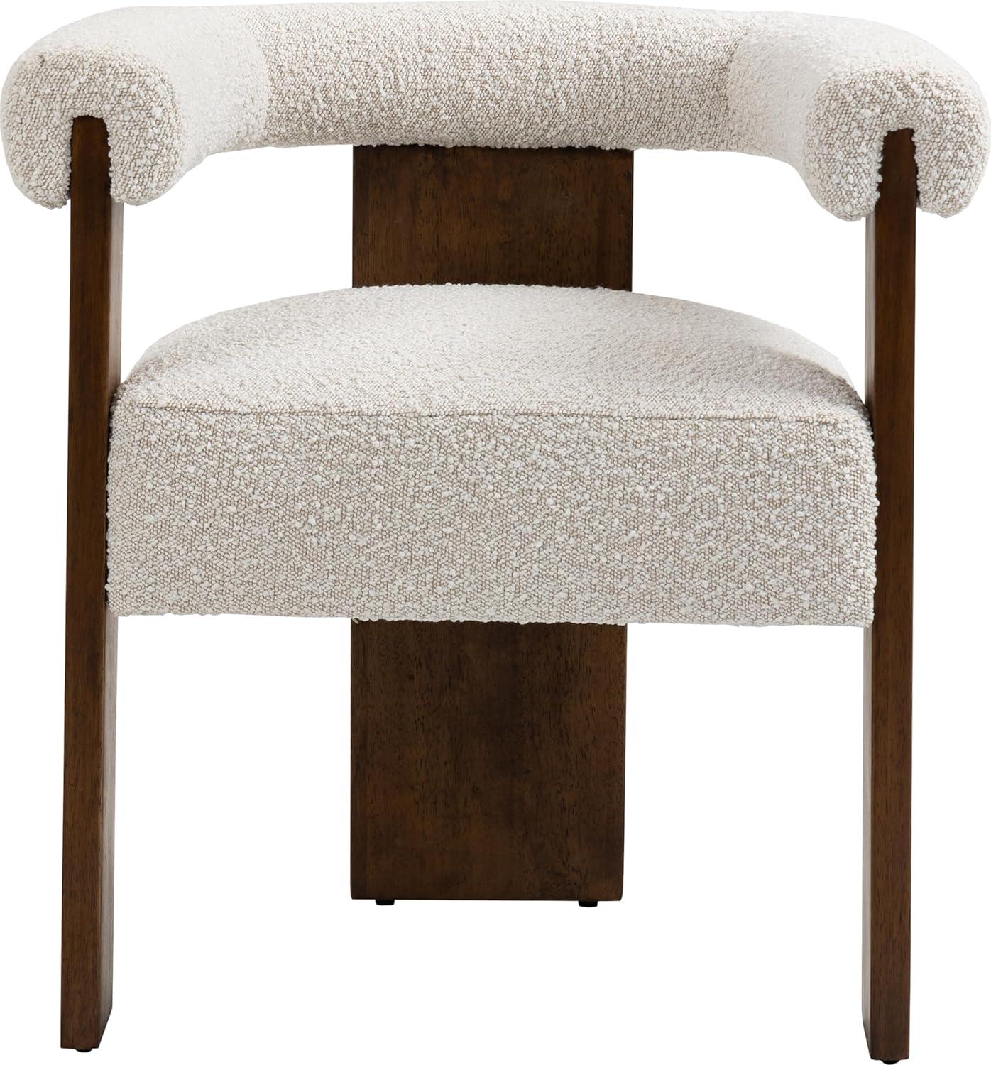 Meridian Furniture Barrel Cream Boucle Fabric Dining Chair