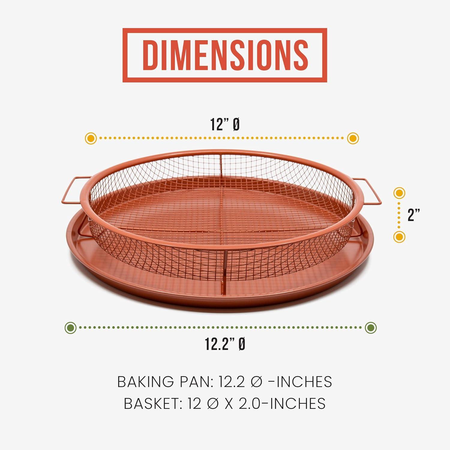 Chef Pomodoro Copper Crisper Tray for Oven, 2-Piece Set (Round- Large)