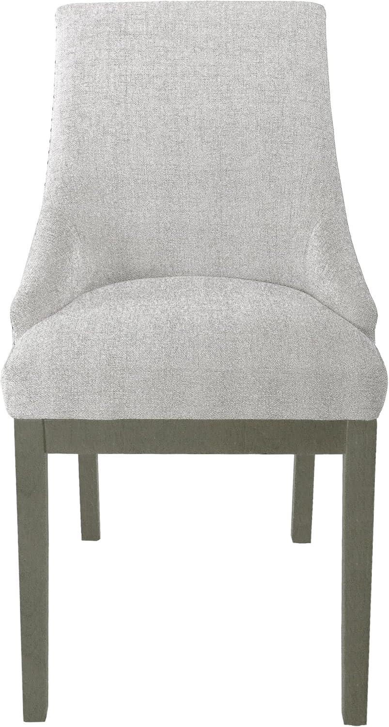 HomePop Upholstered Side Chair Neutral: Polyester Armless Accent Chair, Swoop Back Design, Plywood Frame