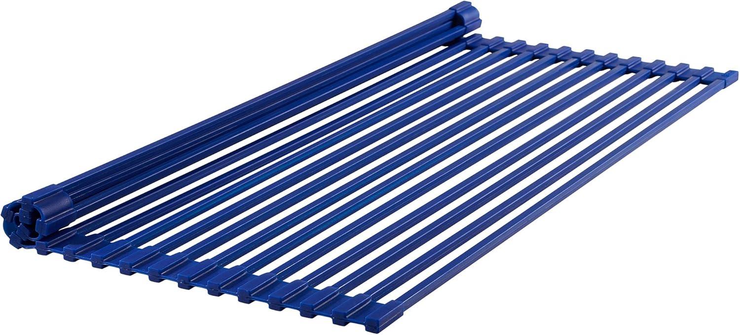 Navy Blue Silicone Roll-Up Kitchen Sink Grid