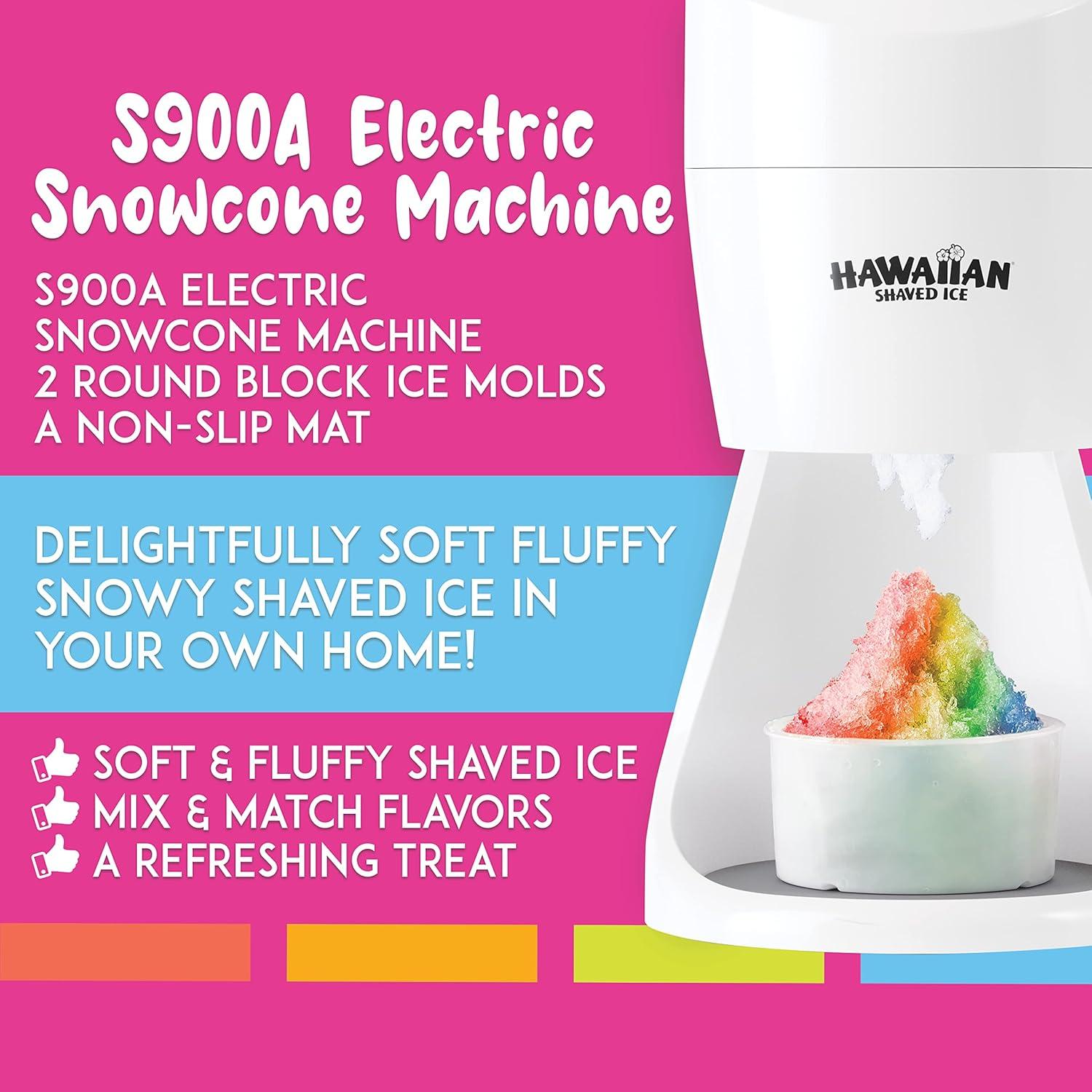 Hawaiian Shaved Ice S900 Machine, Slush Shaver Snow Cone Maker, Hawaii Style, 55 Watts, White