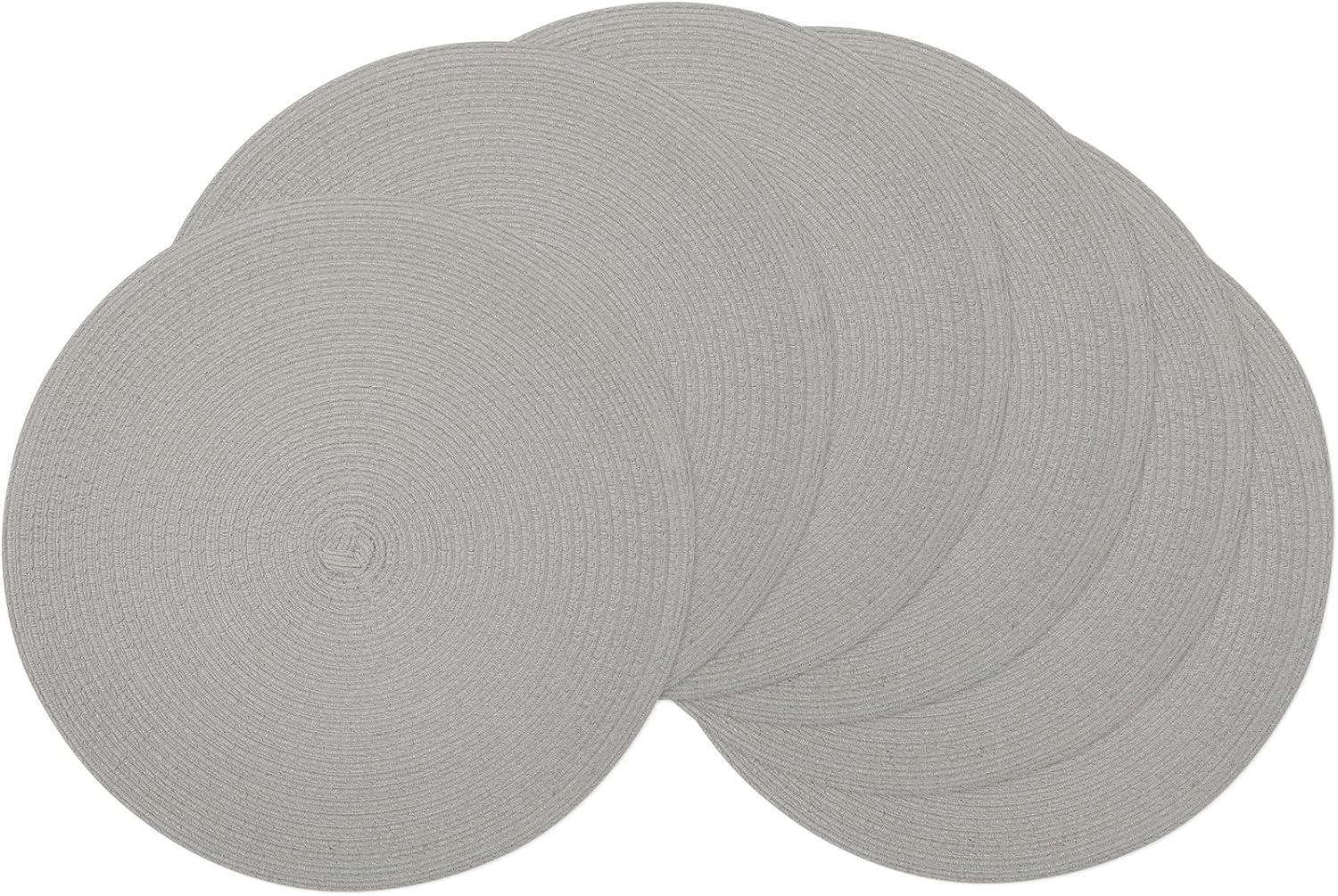 Light Gray Round Fabric Braided Placemats Set of 6