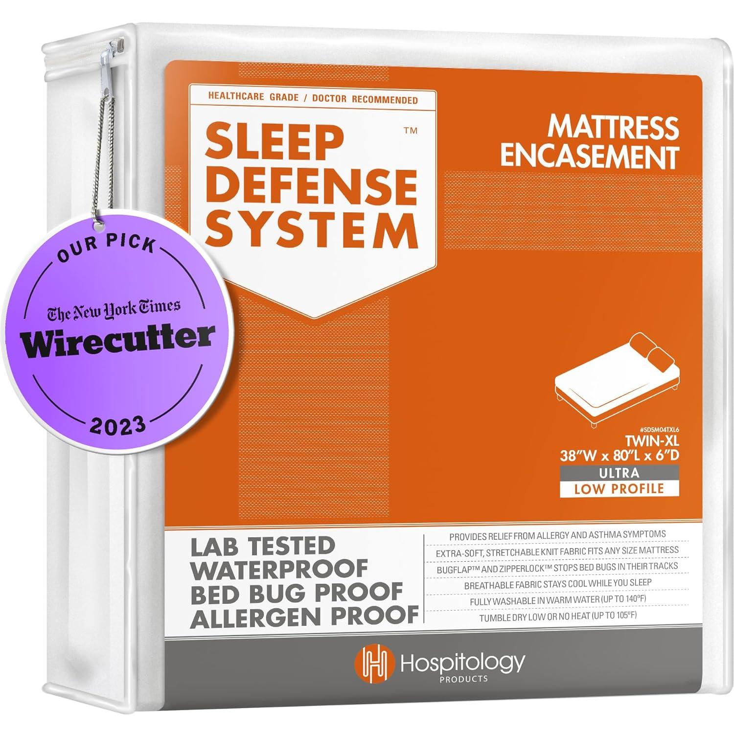 Hospitology The Original Sleep Defense System Zippered Waterproof Bedbug Proof Dust Mite Proof Mattress Encasement
