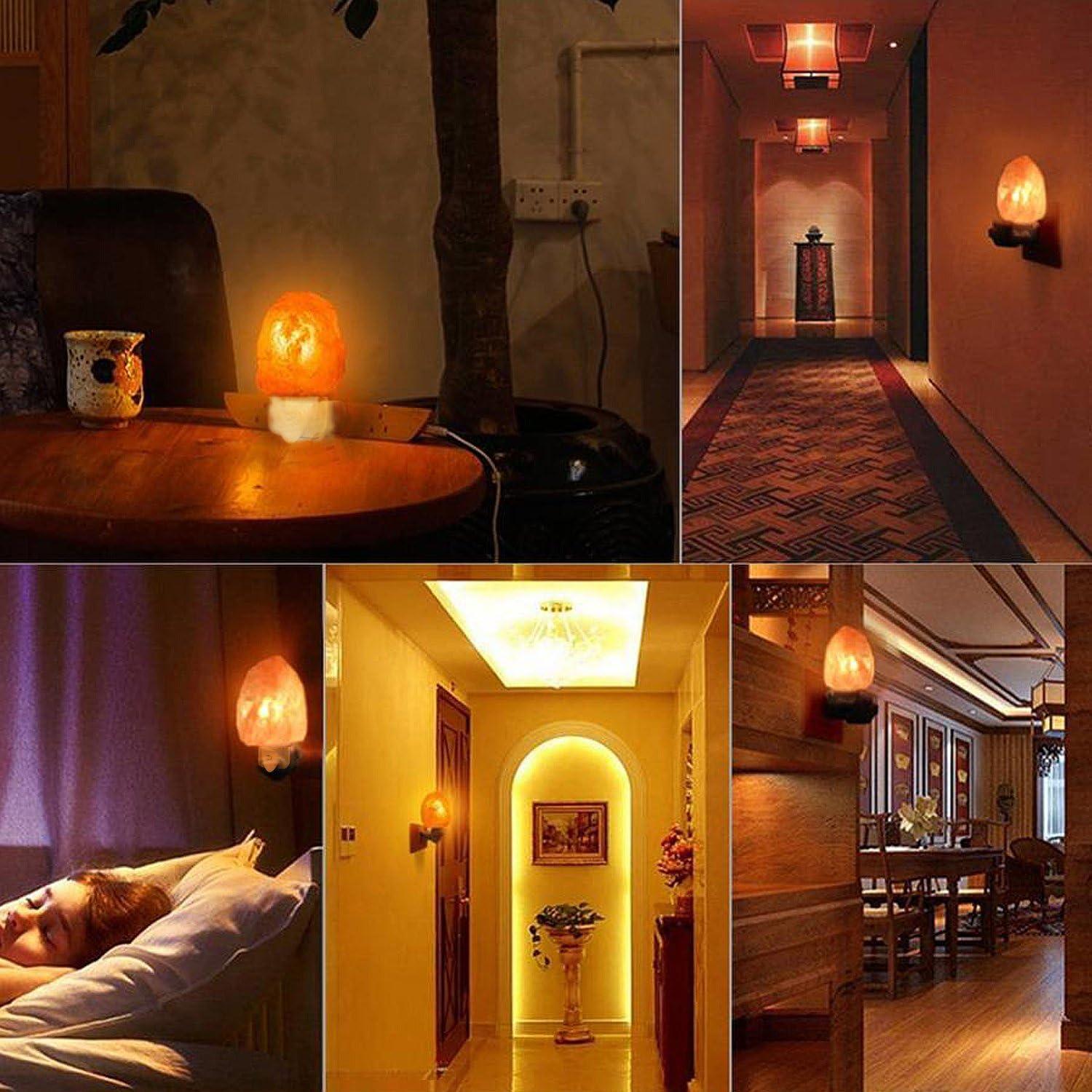 Betus Natural Crystal Himalayan Salt Wall Lamp - Air Purifying Night Light - 360° Rotatable Plug 7W Bulb - Cylindrical