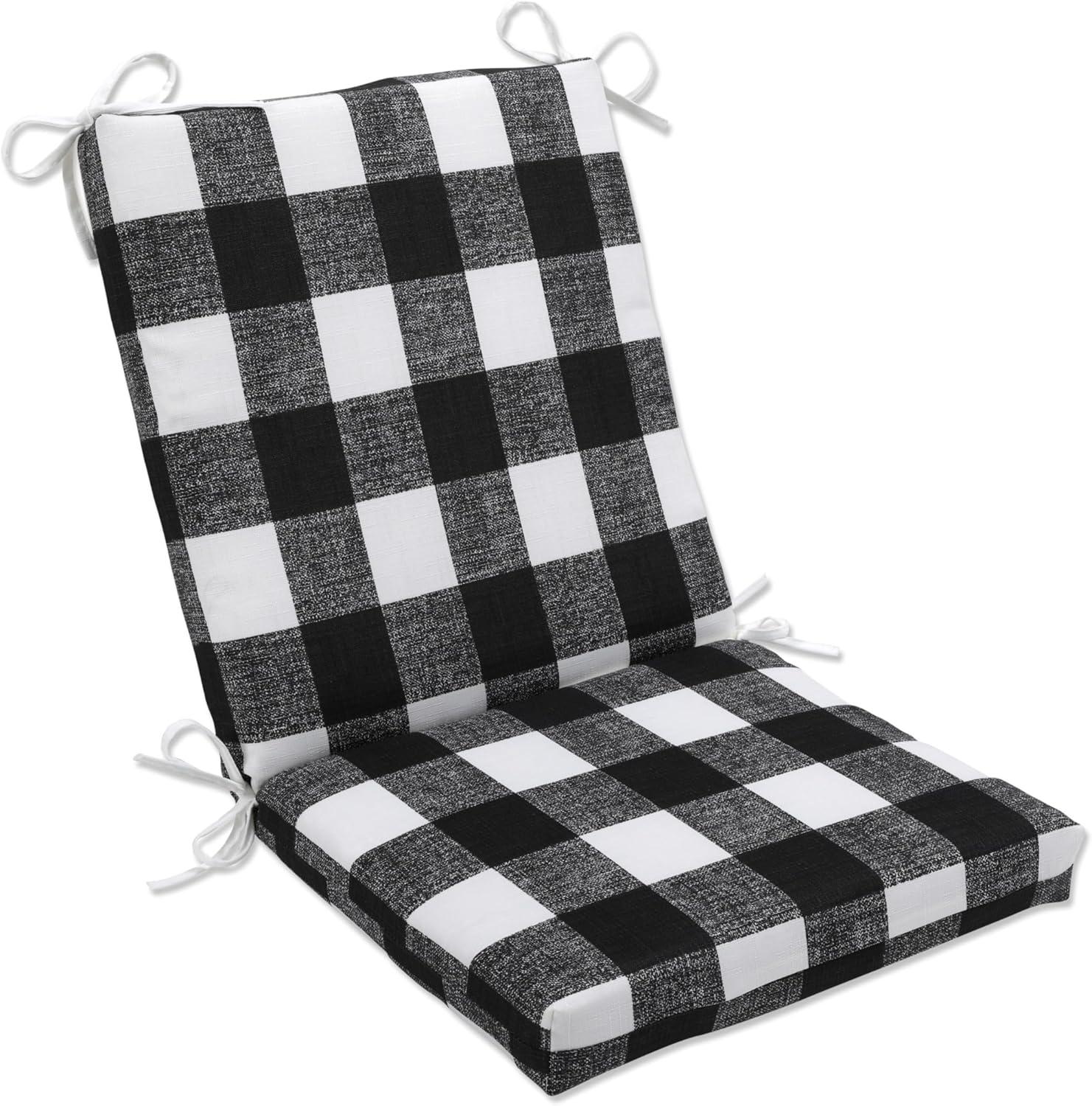 Anderson Squared Corners Outdoor Chair Cushion Black - Pillow Perfect: Weather-Resistant with Ties