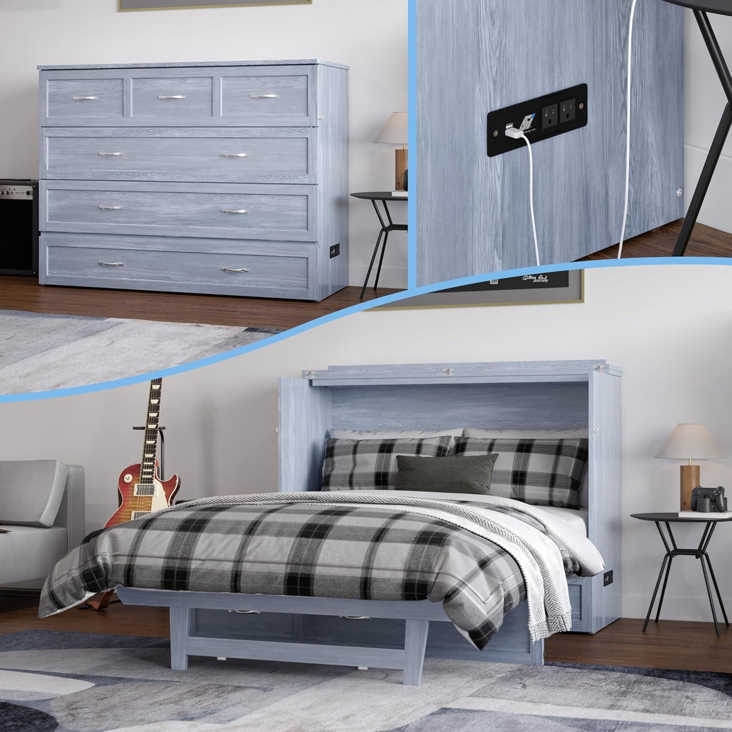 Full Northfield Murphy Bed Chest in Driftwood Grey